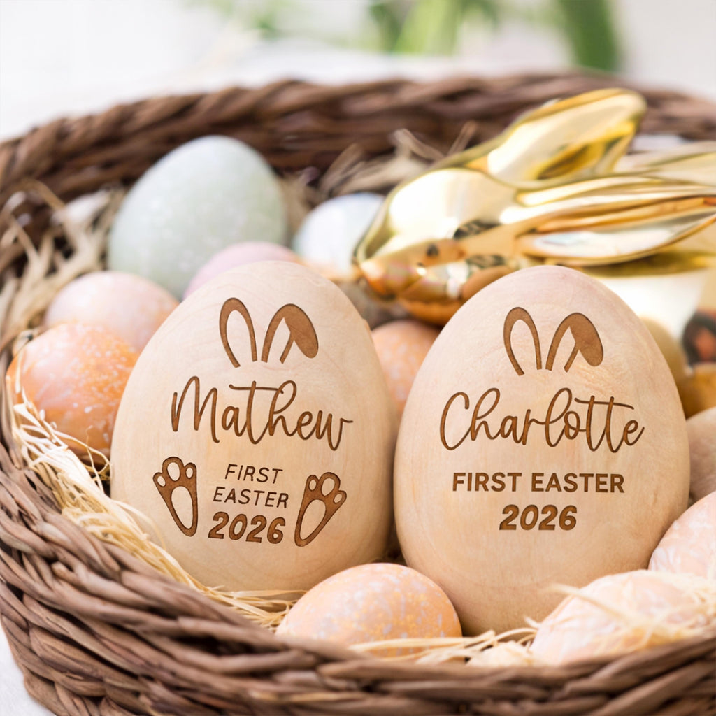 Personalized Musical Easter Egg Shaker 2026, Engraved Wooden Easter Eggs, First Easter Gifts for Baby, Easter Gift for Kids, Basket Stuffers