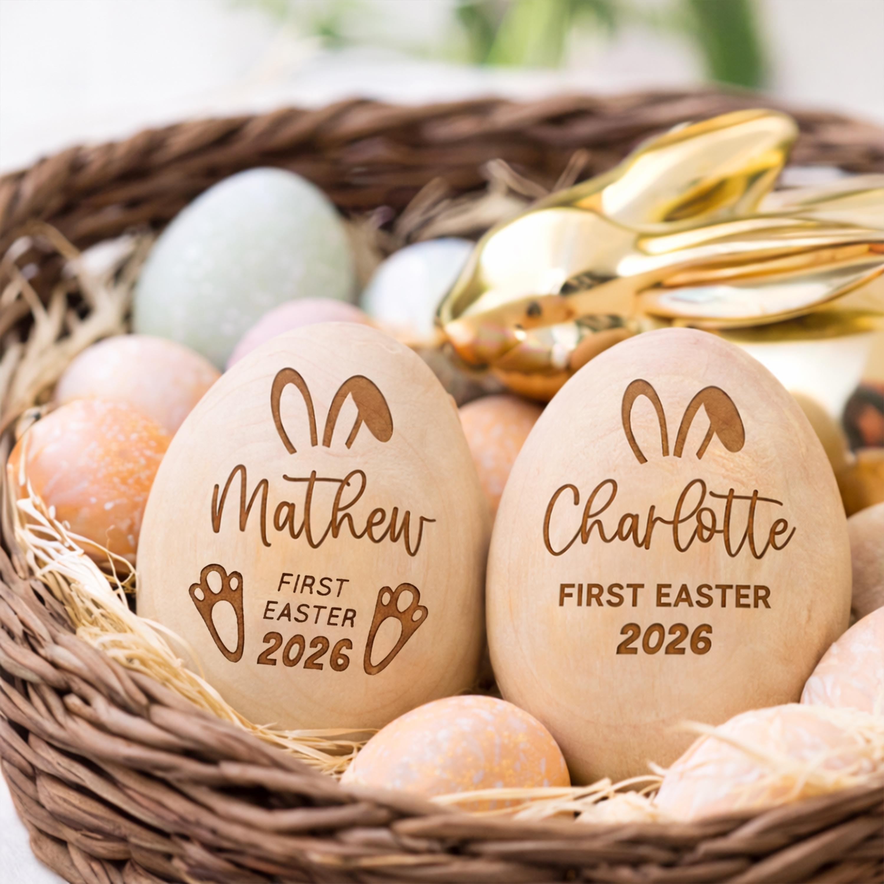 Personalized Musical Easter Egg Shaker 2026, Engraved Wooden Easter Eggs, First Easter Gifts for Baby, Easter Gift for Kids, Basket Stuffers