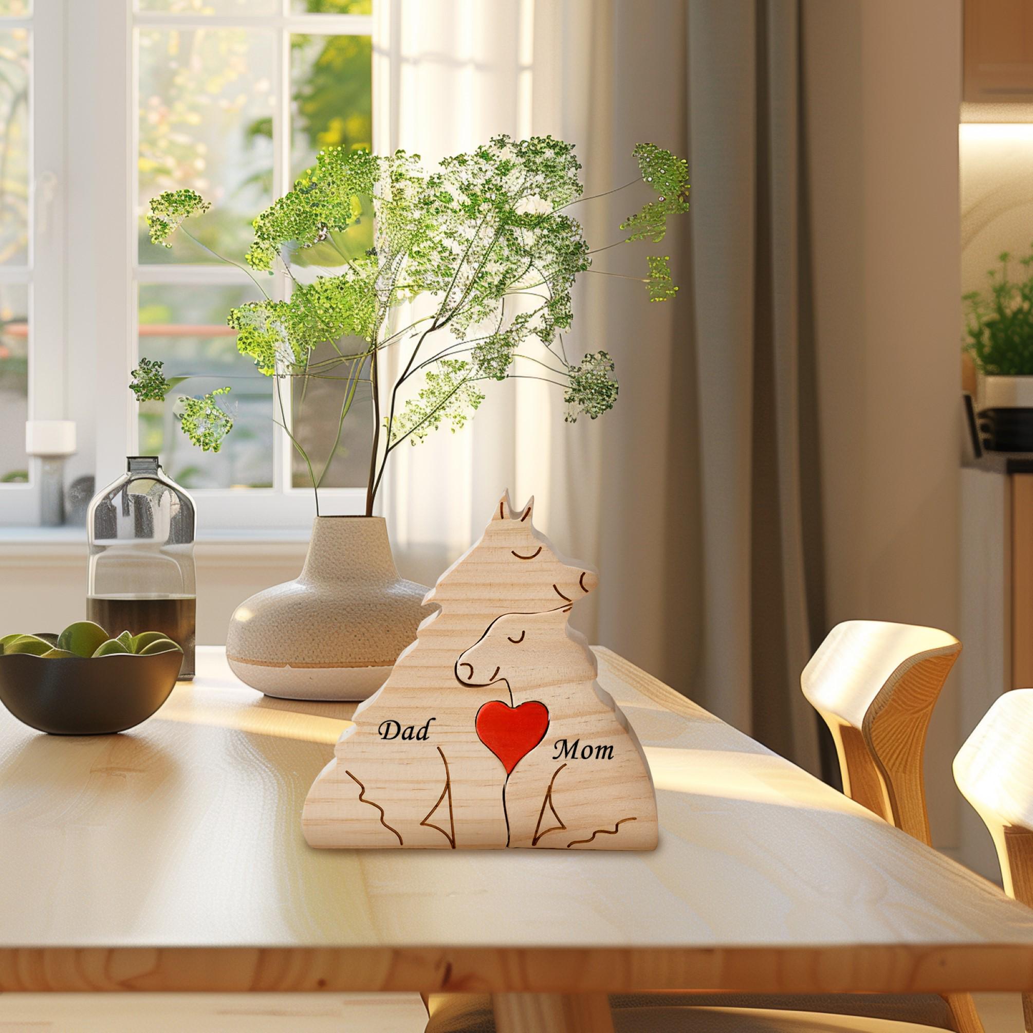 Wooden Wolf Family Puzzle, 2-5 Wolves Family Jigsaw Decor, Wedding Anniversary Gifts for Mom Dad Friend Couples Animal Family Decor