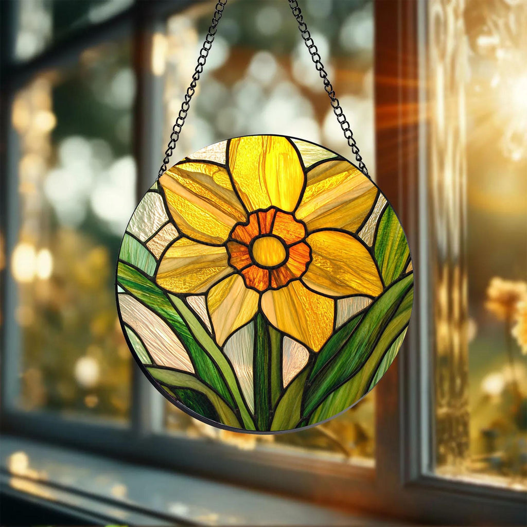 Glass Birth Flower, Birth Flower Stained Glass Suncatcher_ Memorial Gift for Mom