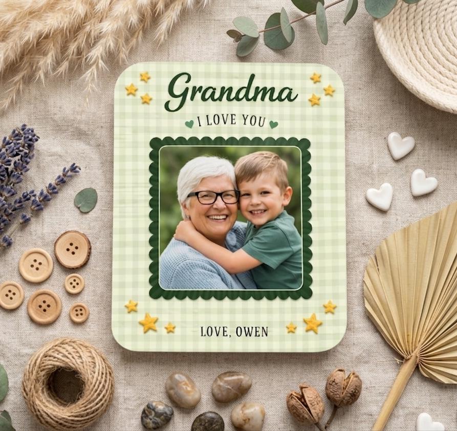 Personalized Photo Magnet for Grandma, Love You Nana Magnetic Picture Frame, Mother's Day Gift, Birthday Gift for Grandma, Includes Photo