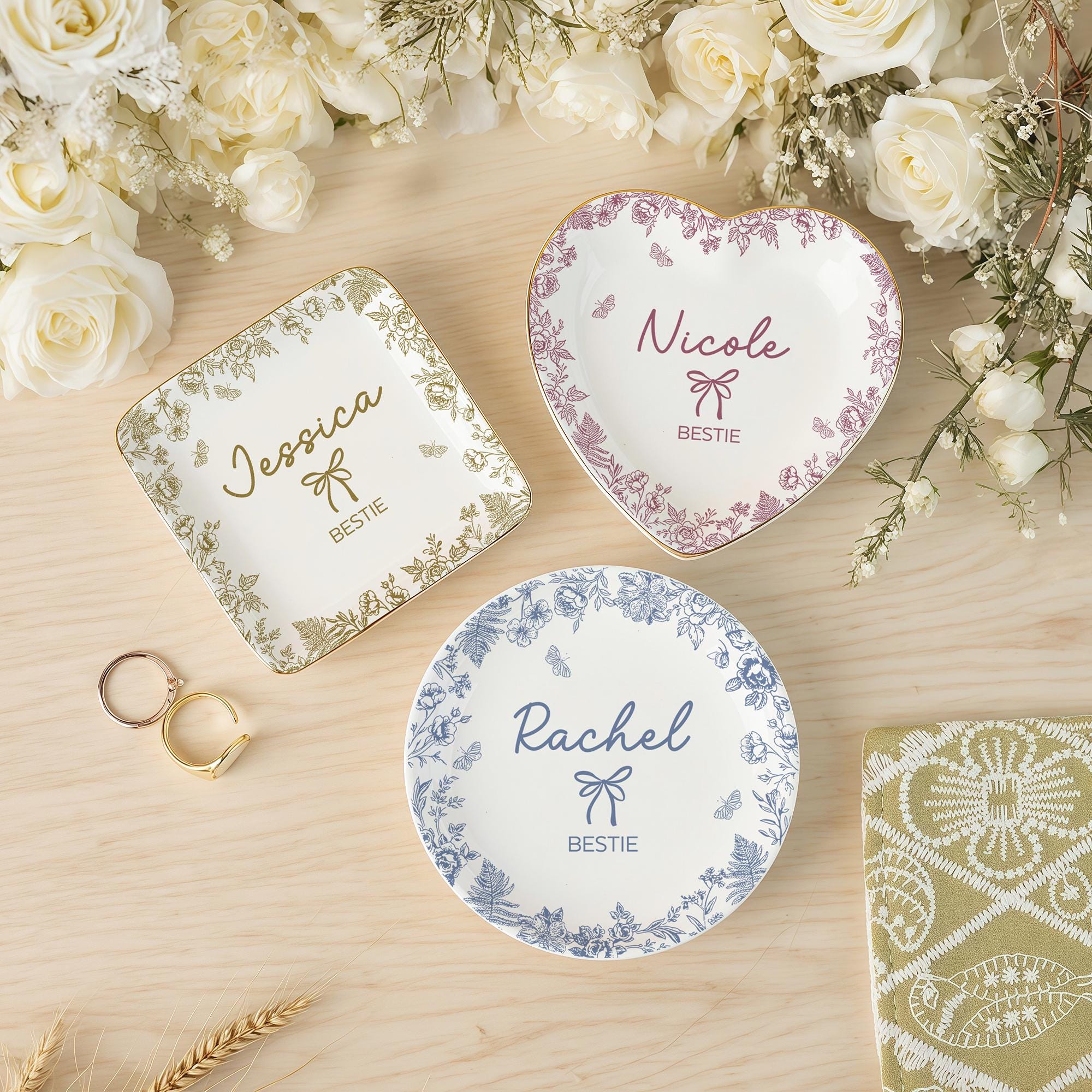 Personalised Bestie Trinket Dish, Custom Best Friend Birthday Jewelry Dish, Soul Sister Bridesmaid Gifts, Galentine's Day Present