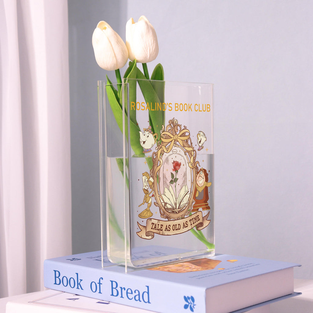 Beauty and the Beast Acrylic Book Vase, Book Club Bookish Vase, Fairy Tale Book Shaped Vase, Magical Storybook Decor, Gift for Book Lovers