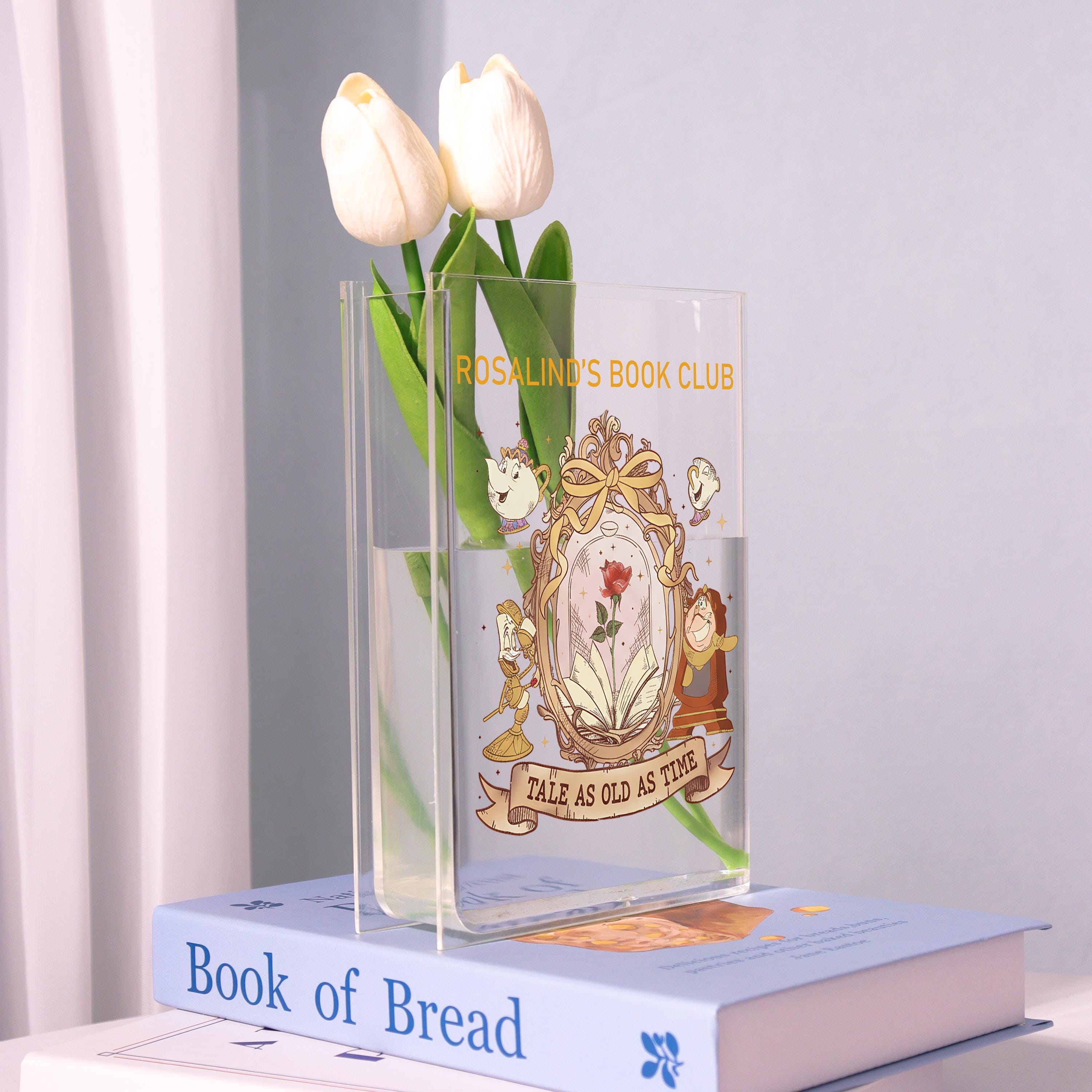 Beauty and the Beast Acrylic Book Vase, Book Club Bookish Vase, Fairy Tale Book Shaped Vase, Magical Storybook Decor, Gift for Book Lovers