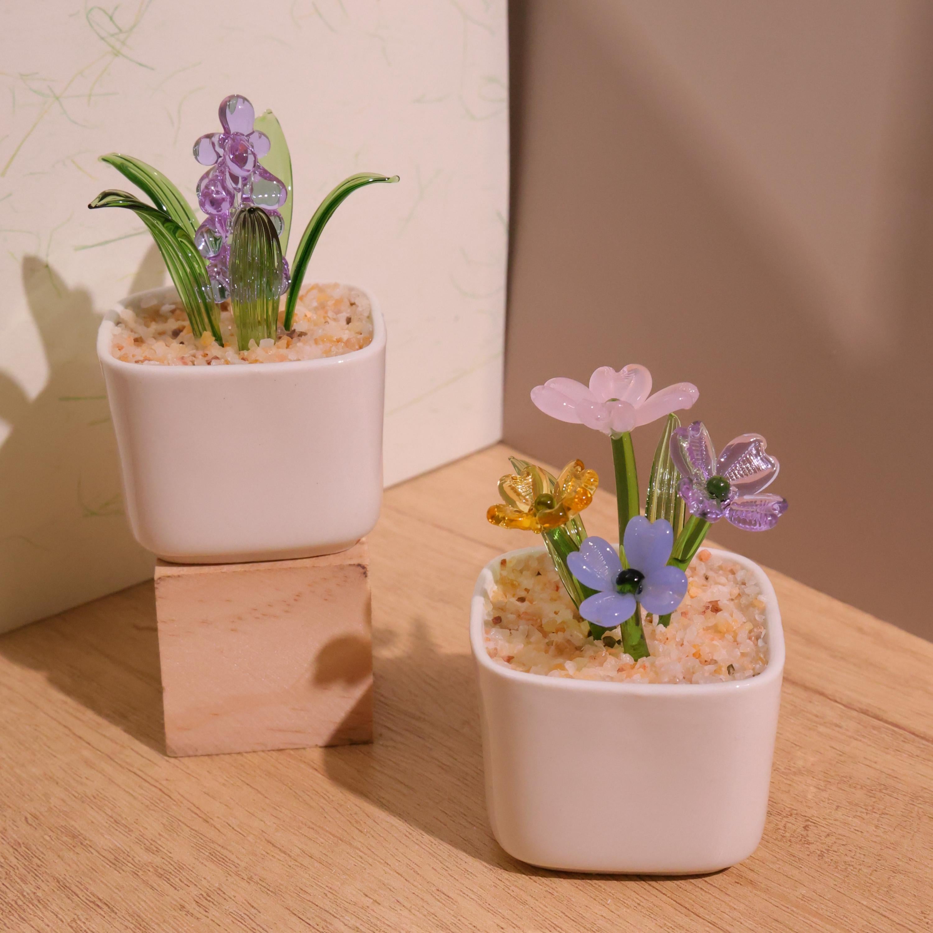 Handmade Glass Flowers, Glass Potted Plants,hand Blown Glass Flower,home Decor ,housewarming Gift, Gift for Her