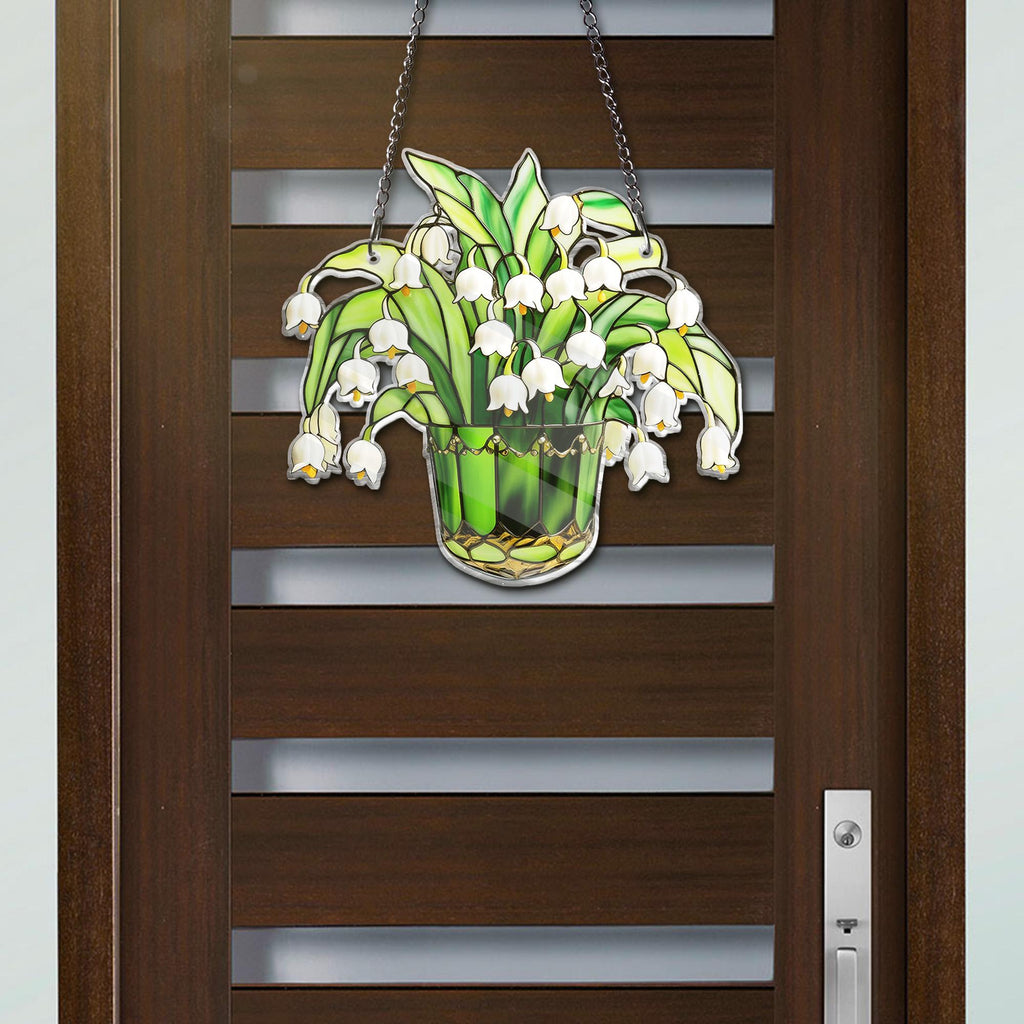 Lily of Valley ACRYLIC Window Hanging Decor, Flowers Art Decoration Lily of Valley Home Decor Housewarming Gift, Lily Flower Decor NOT GLASS