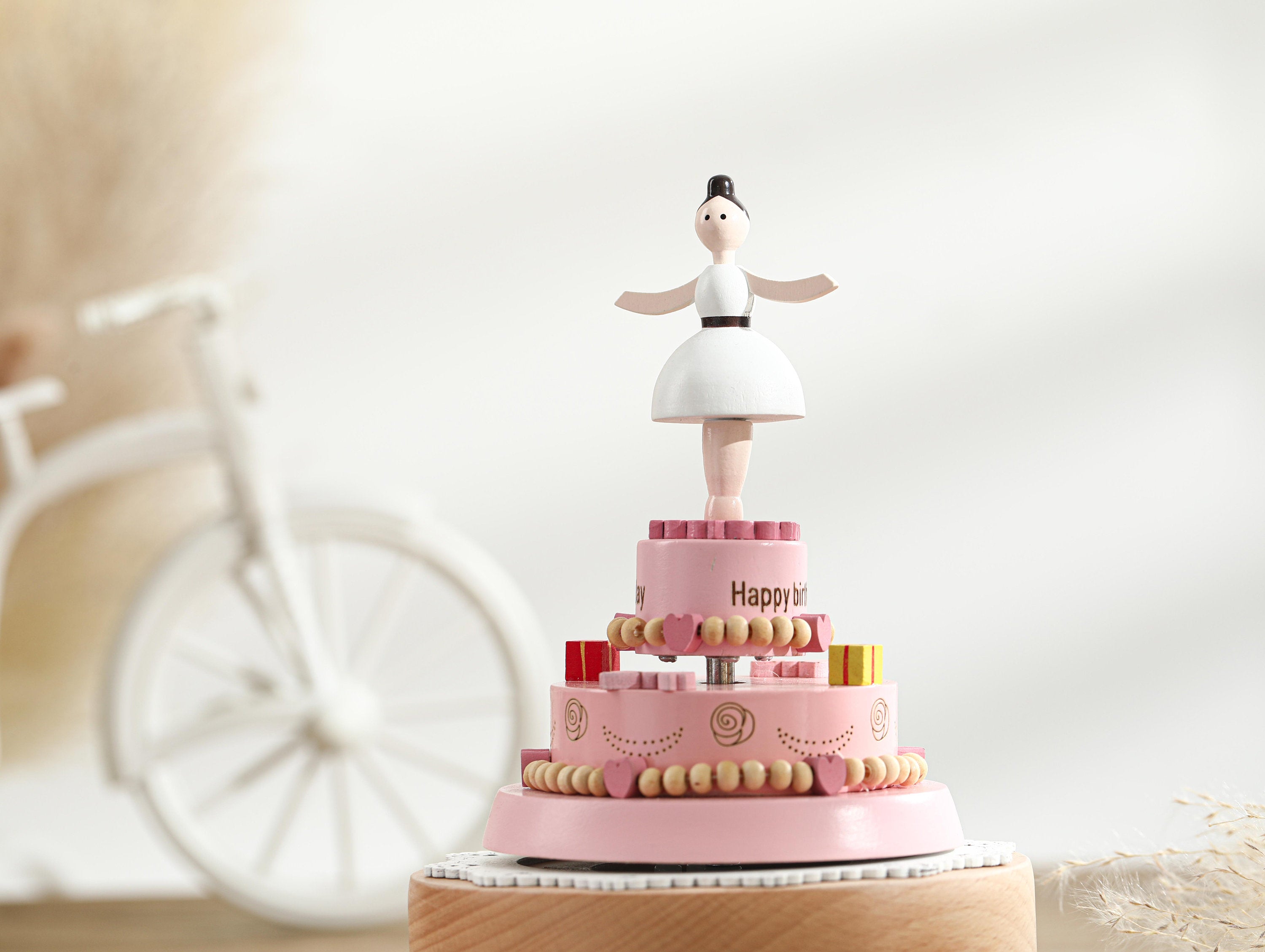Ballet Girl Cake Birthday Music Box, Wooden Music Box, Custom Wooden Handmade Music Box, 1st Birthday, Personalised Music Box Gift,baby Gift
