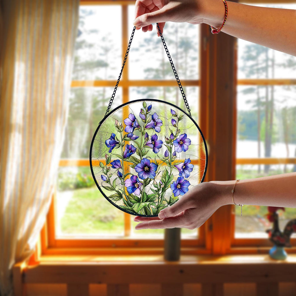 Custom Birth Flower Stained Glass Window Suncatcher, Personalized Mother’s Garden Floral Hanging Ornament