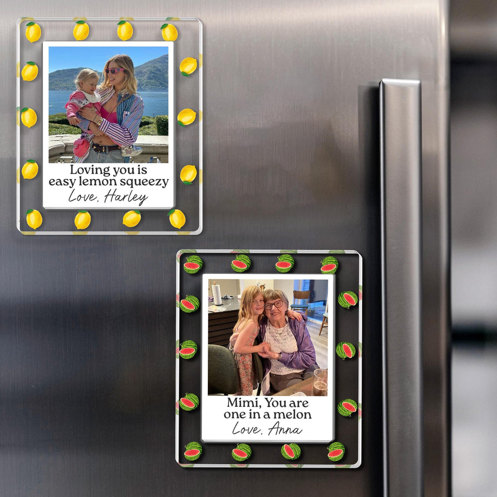 Personalized Mother's Day Photo Magnet_ Custom Kids Photo Magnet, Strawberry Magnet, Gift for Grandma, Mothers Day Gift for Mom, Nana, Mimi