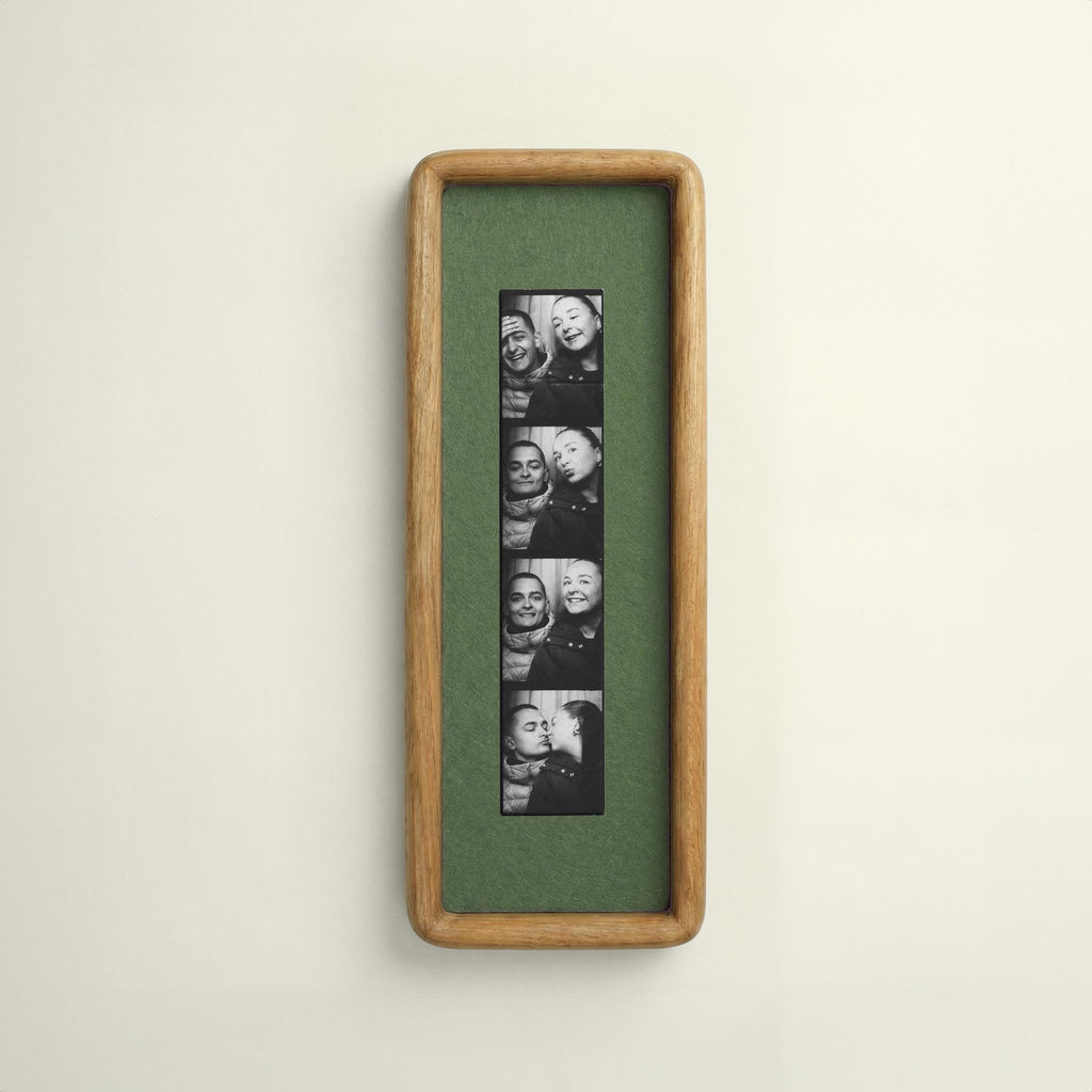 Photobooth Frame for Photo Strip Prints: Elongated Solid Wood Picture Frame with Coloured Mount, Ready to Hang for photoautomat print 2