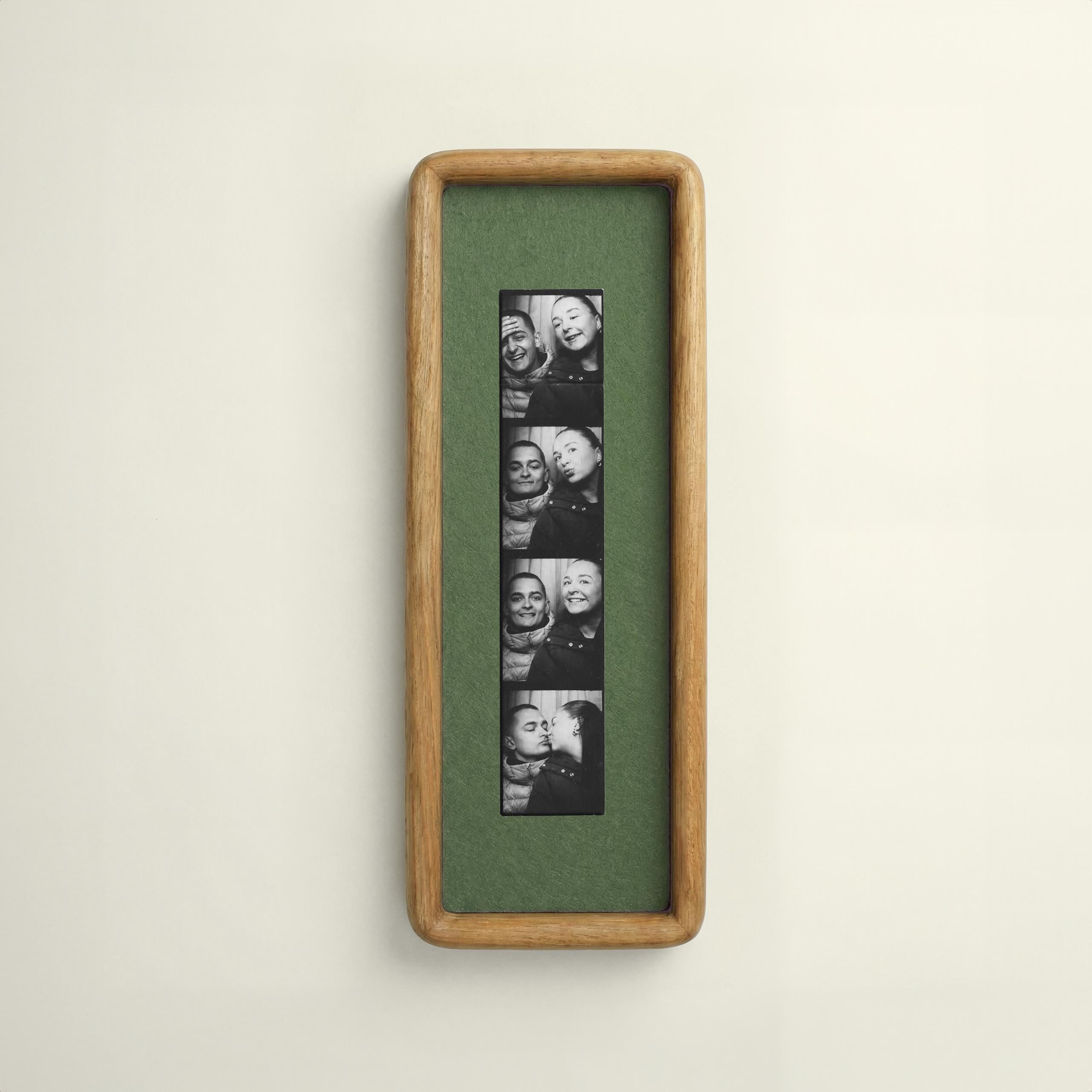 Photobooth Frame for Photo Strip Prints: Elongated Solid Wood Picture Frame with Coloured Mount, Ready to Hang for photoautomat print 2