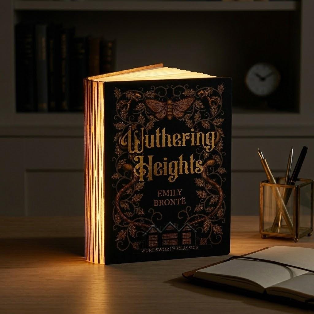 Wuthering Heights Folding Book Lamp, Dark Academia Night Light, Wuthering Height Novel Inspired Reading Lamp, Book Lover Gift