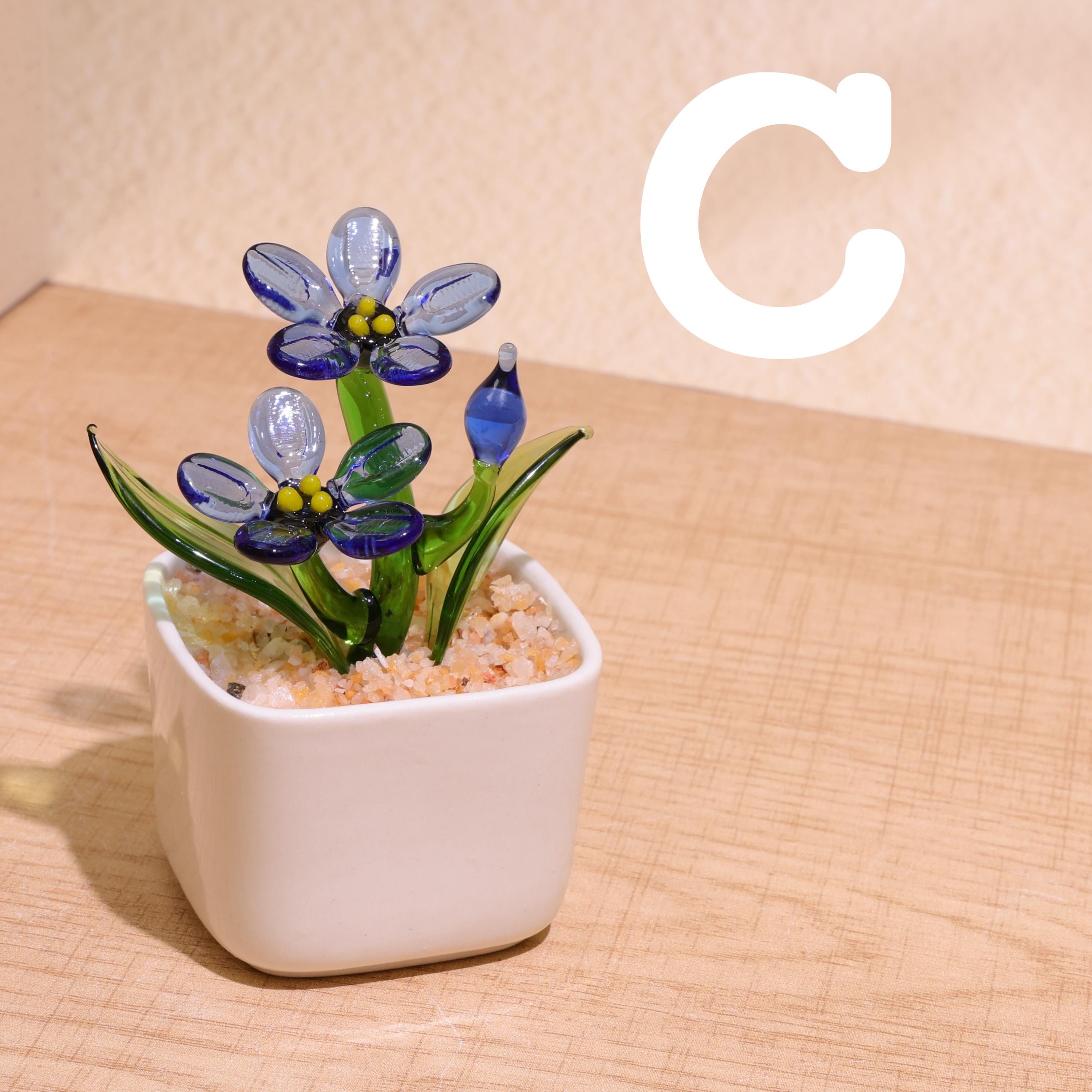 Handmade Glass Flowers,forget Me Not,glass Potted Plants,glass Myosotis,stained Glass Plants,housewarming Gift,gift for Teacher