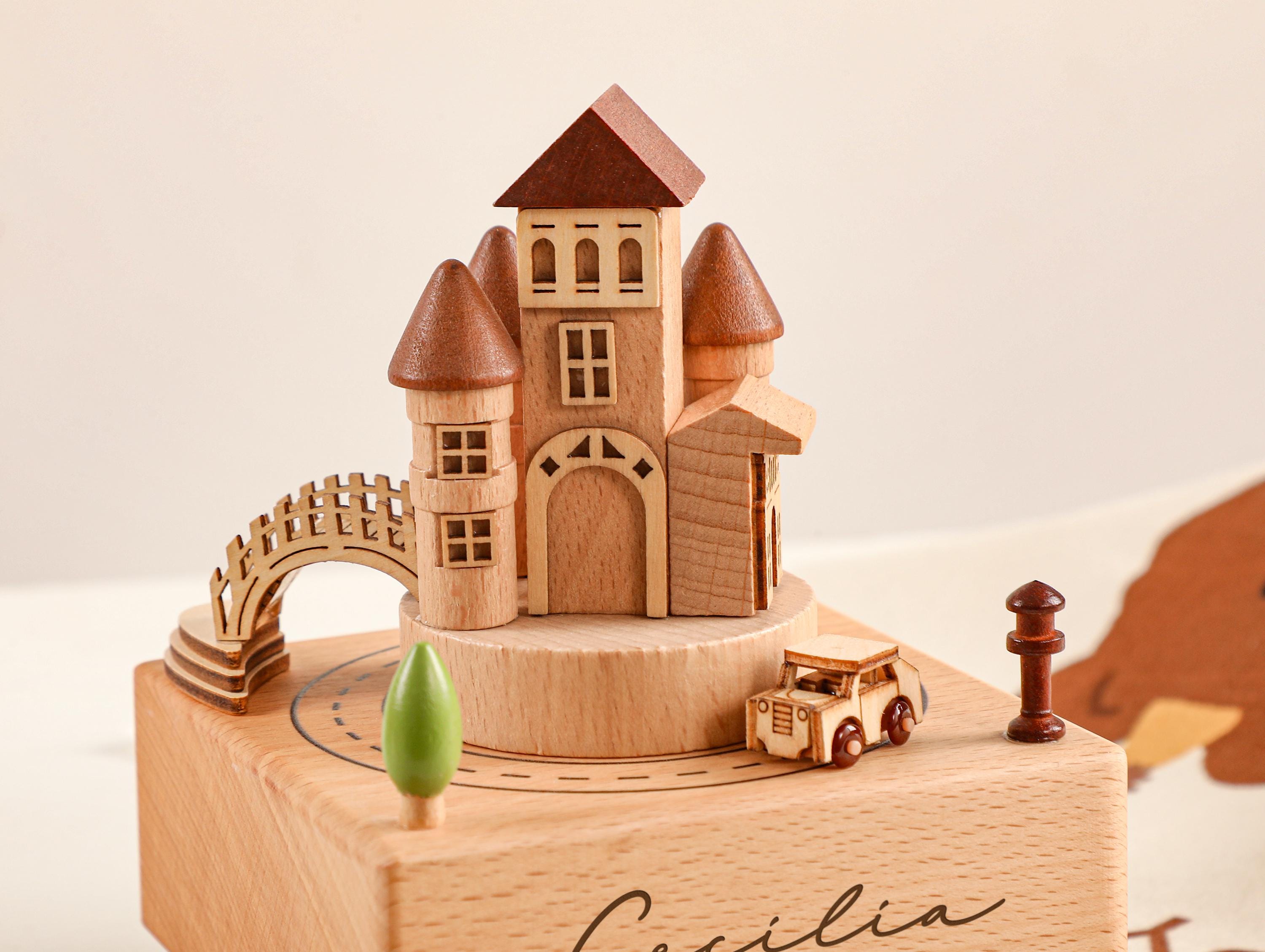 Luxury Castle Music Box, Wooden Music Box, Custom Wooden Handmade Music Box, 1st Birthday, Personalised Music Box Gift, Baby Gift