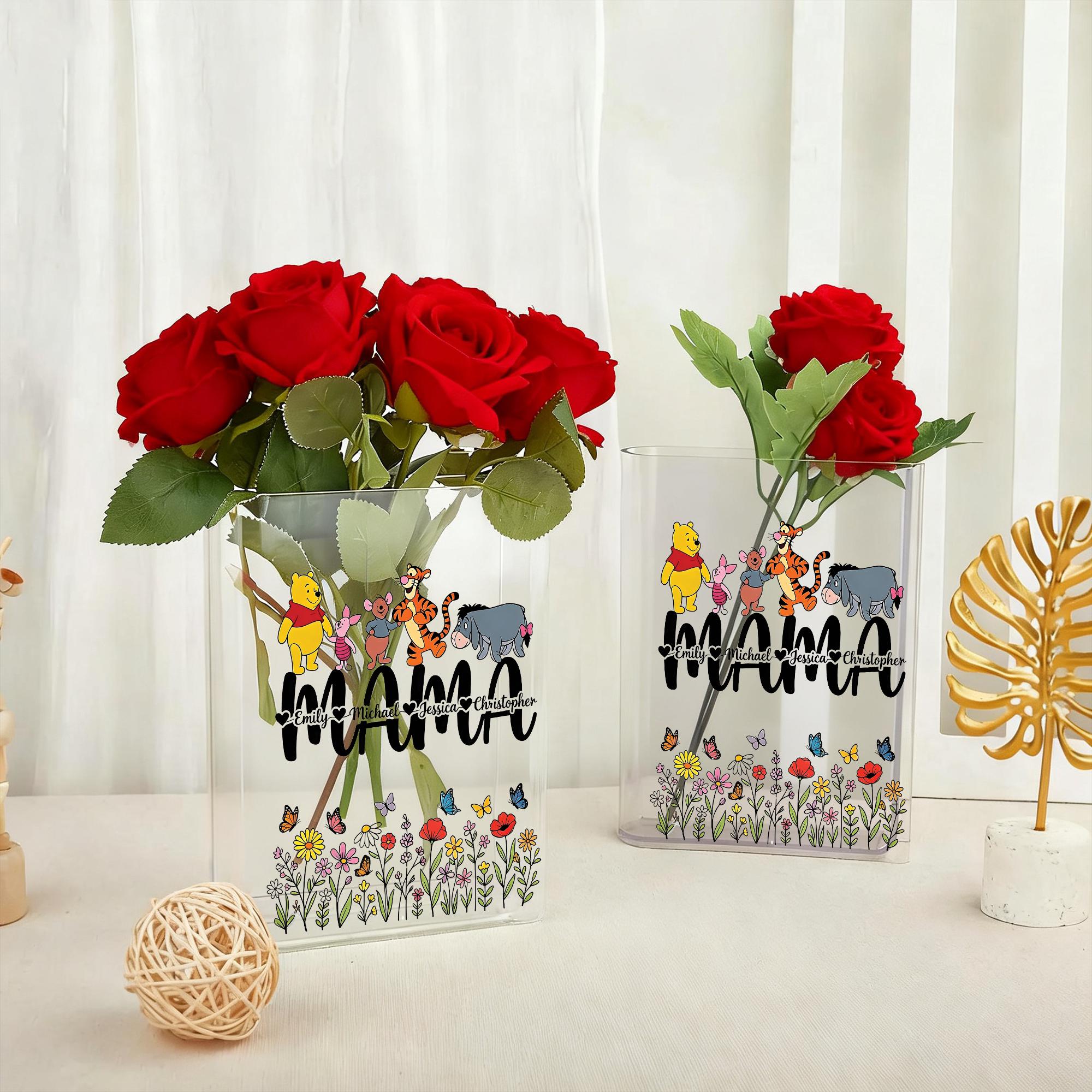 Winnie the Pooh Book Vase, Hundred Acre Wood Nursery Decor, Baby Shower Gift Idea, Clear Acrylic Book Shaped Vase, Storybook Flower Holder