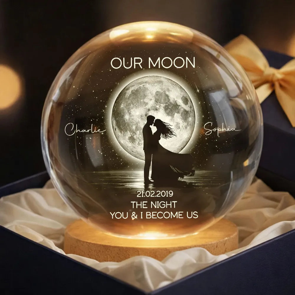 Couple Kissing Under the Moonlight, Custom Moon Phase by Date, Personalized Magical Gift for Her/Him Birthday, Anniversary Memorial Keepsake Night Lamp Decor