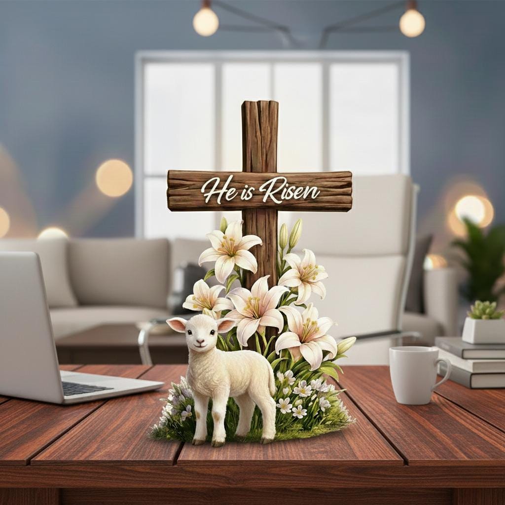 Easter Wooden Block, Empty Tomb Resurrection Scene, He is Risen Christian Decor, Meaningful Church Gift for Pastor Appreciation and Ministry