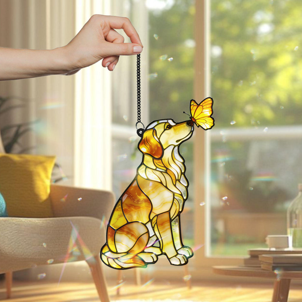 Golden Retrieve Acrylic Suncatcher, Colorful Window Hangings, Dog Lover Gift, Pet Memorial Gifts, Pet Loss Gift, Loss of Dog, Sympathy Gift