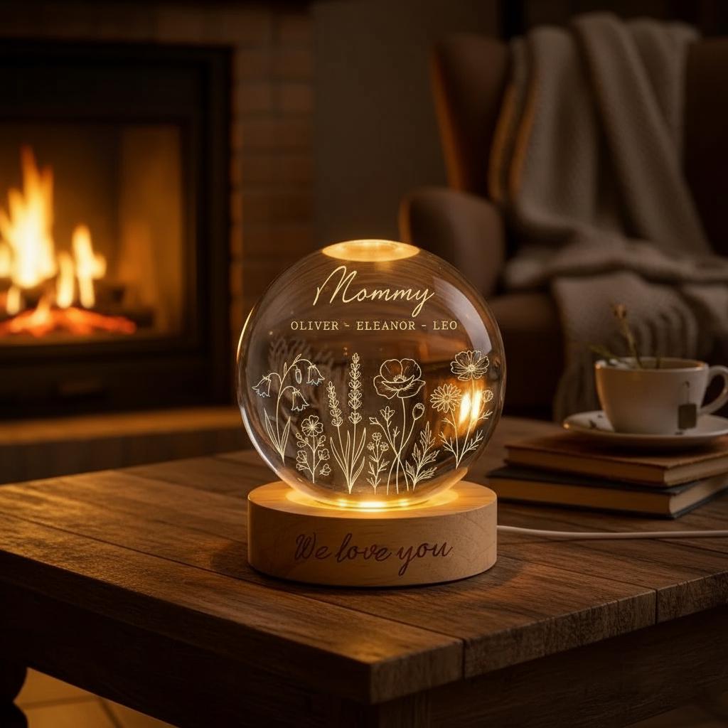 Personalized Photo Crystal Night Light, Photo Memorial Crystal Lamp, Custom Memorial Gift, Grandpa Grandma Crystal Ball, Memorial Crystal
