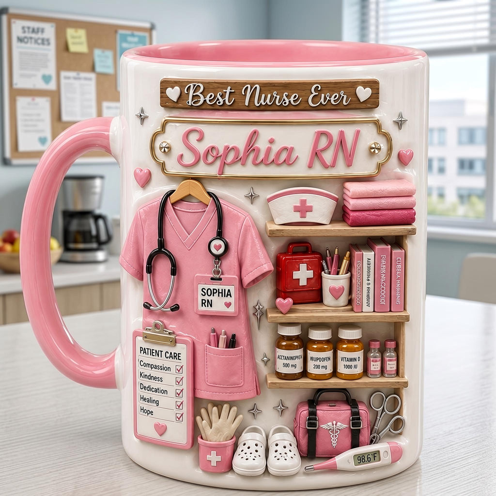 Personalized Nurse Mug, RN Coffee Cup, Nurse Appreciation Gift, Custom Healthcare Worker Mug, Registered Nurse Gift