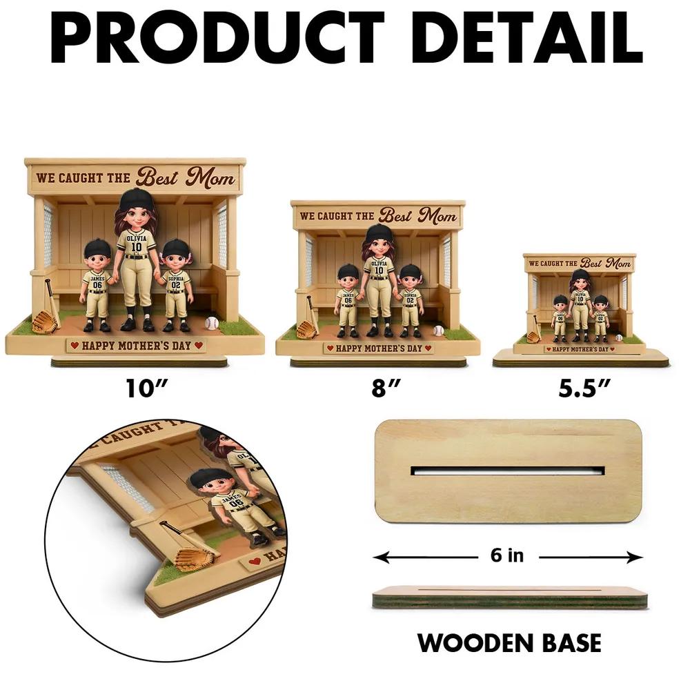 Personalized Baseball Mom Diorama, Custom Dugout Keepsake, Mother's Day Gift, Kids Names Plaque