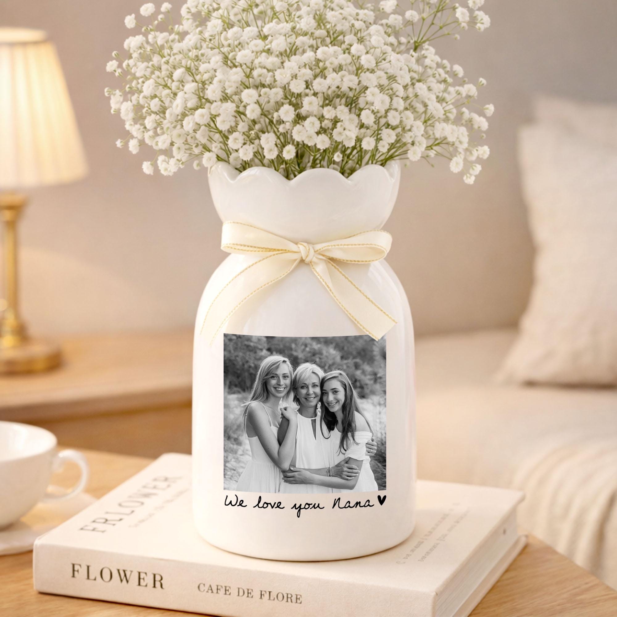 Custom Photo Gift for Mom, Mothers Day Gift for Mom Nana Grandma, Mom Floral Ceramic Vase,mom Birthday Gift,mom Gift,nana Gift,birthday Gift
