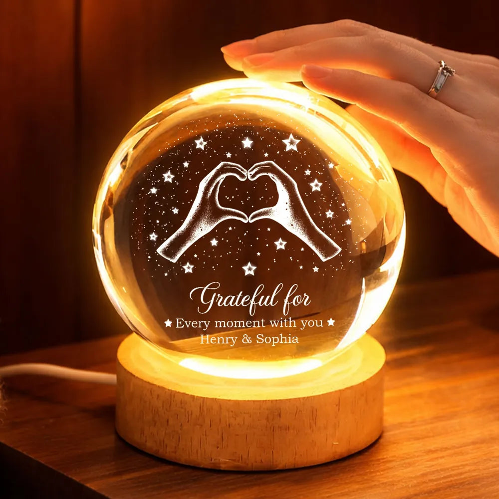 Couple You & Me We Got This - Personalized Crystal Ball LED Night Light, Night Sky Print, Valentines Day Wedding Anniversary Gift For Couple
