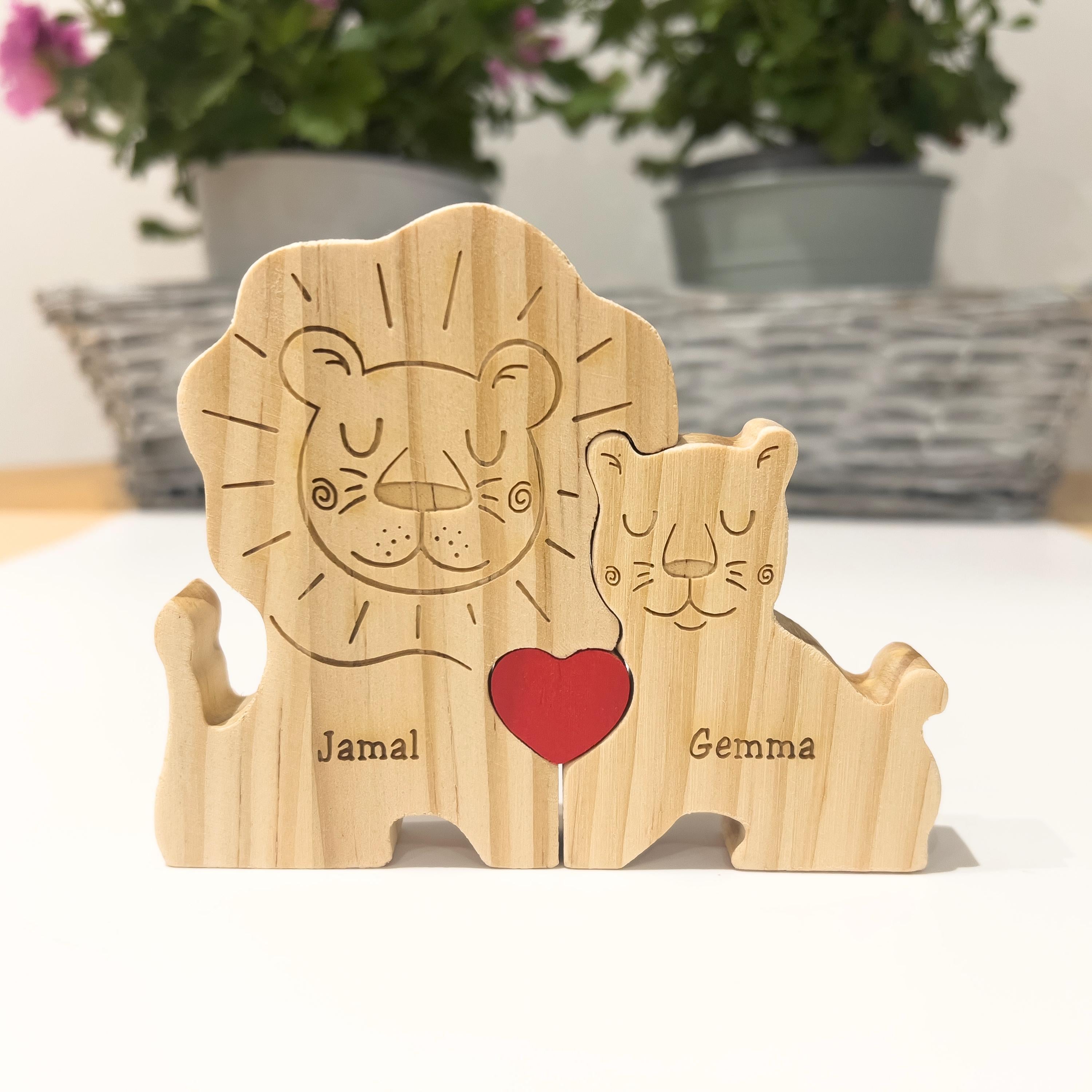 Wooden Lion Family Puzzle, Gifts for Birthday, Custom Family Gifts, Home Decor, Gift for Kids, Gift for Wife Girlfriend, Housewarming Gifts