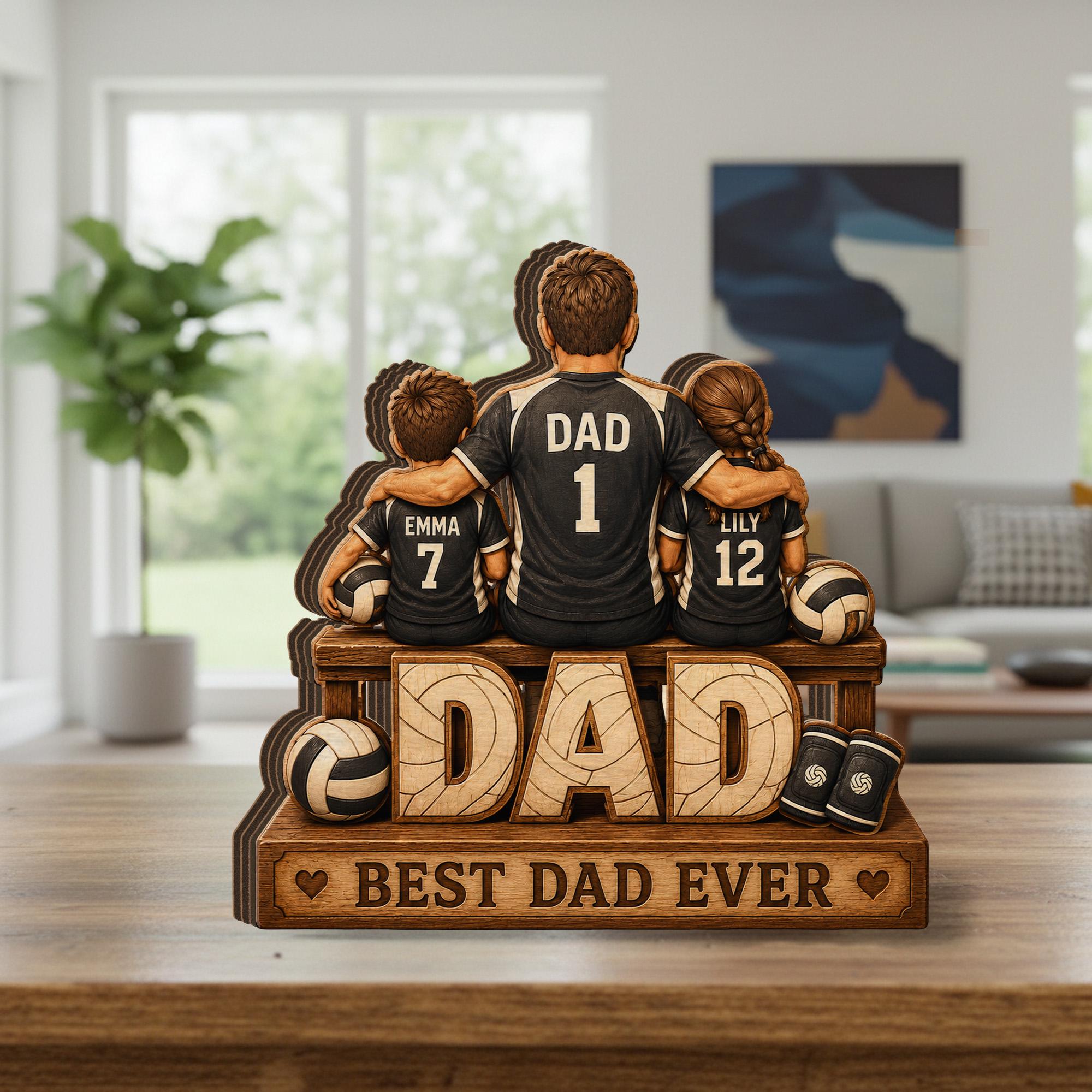Personalized Volleyball Dad Wooden Block, Custom Father's Day Gift, Heartfelt Gift