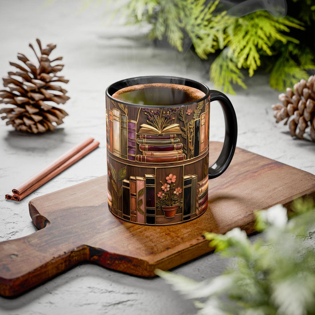 Dark Academia Mug, Vintage Library Bookshelf Cup, Antique Book Lover Gift, Moody Reading Room Decor, Librarian Present, 11oz 15oz