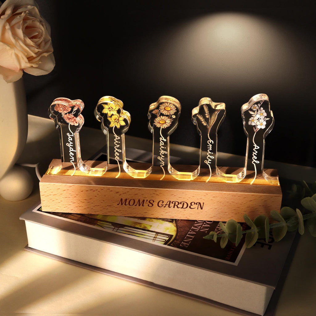 Custom Grandma's Garden LED Light,birth Month Flowers Night Light Gift for Nana,mom Gift From Daughter,gift for Mom,birthday Gifts for Her