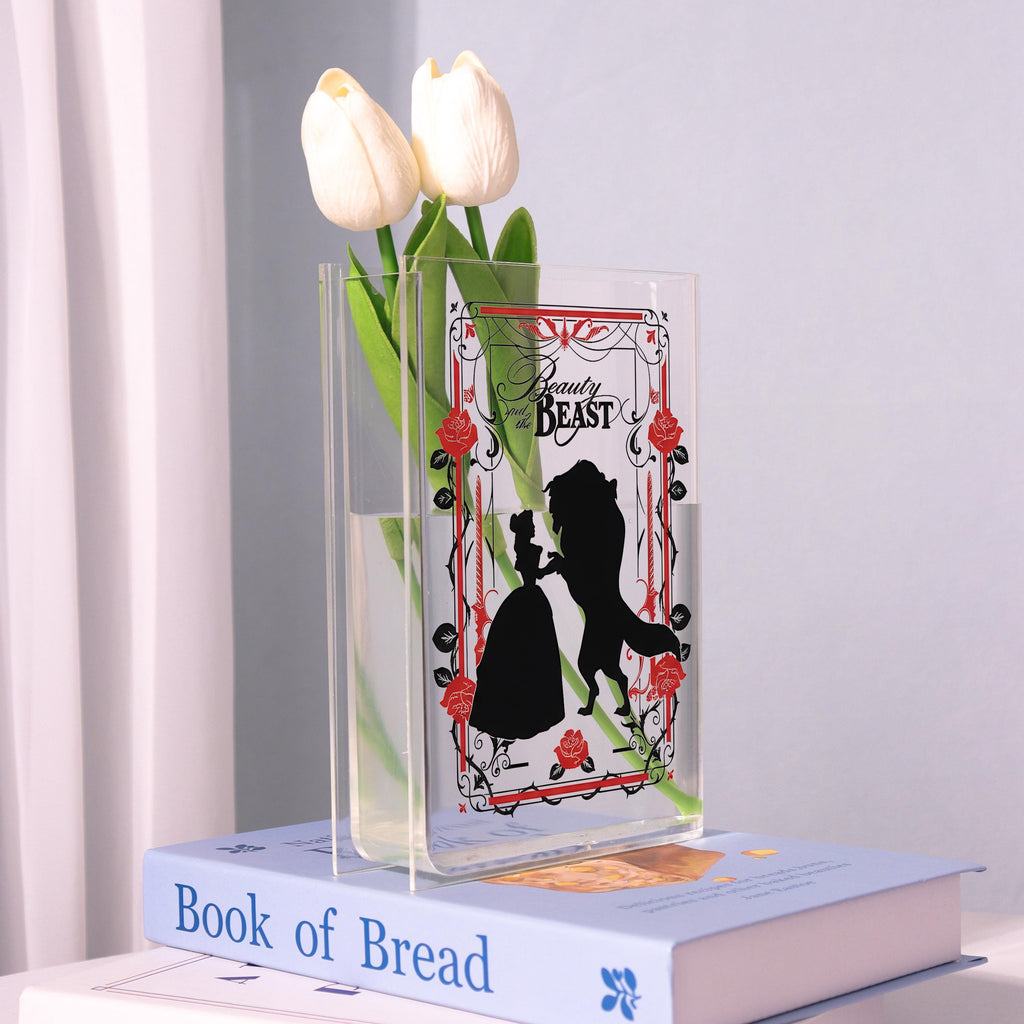 Beauty and the Beast Acrylic Book Vase, Gothic Romance Book Vase, Fairy Tale Book Shaped Vase, Magical Storybook Decor, Gift for Book Lovers