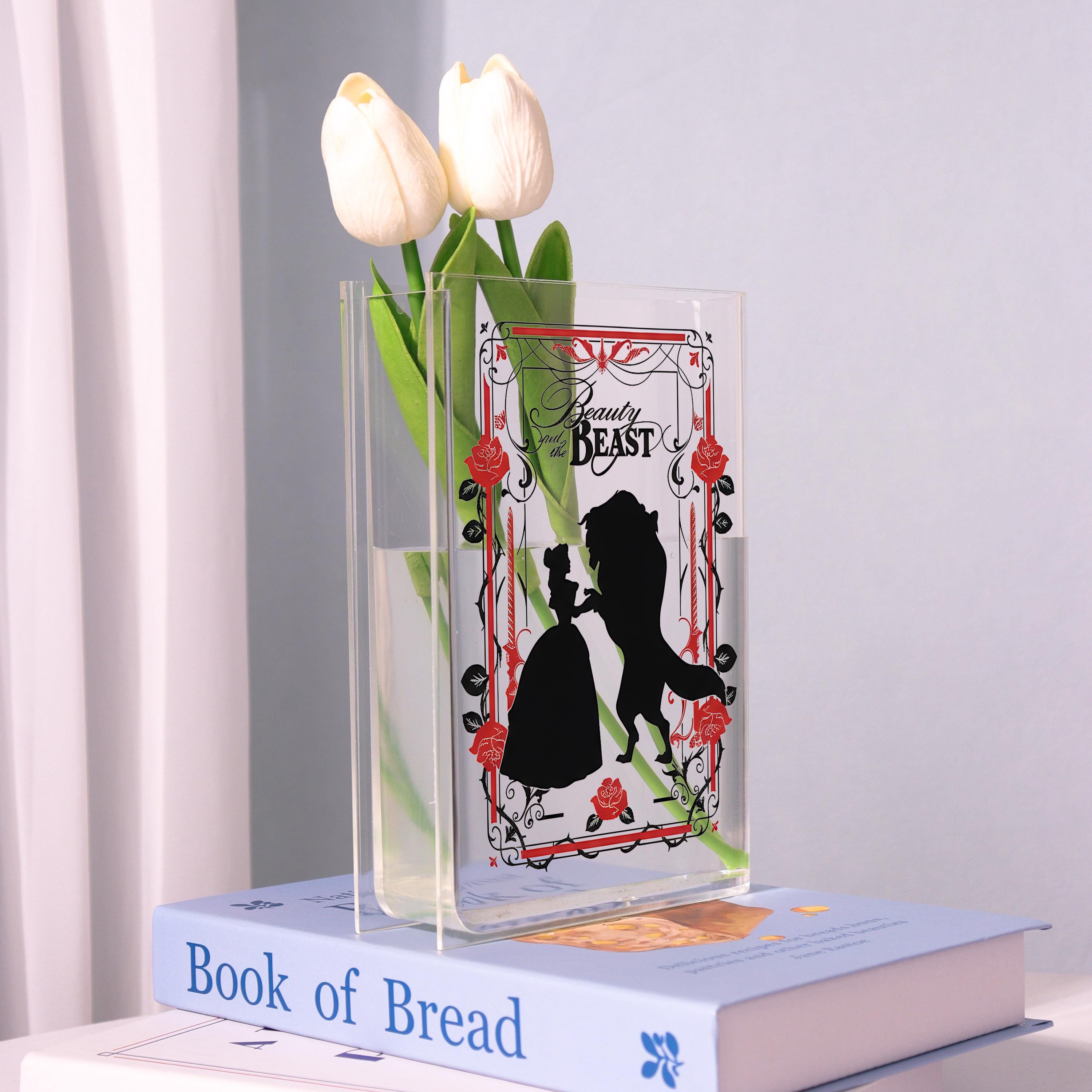 Beauty and the Beast Acrylic Book Vase, Gothic Romance Book Vase, Fairy Tale Book Shaped Vase, Magical Storybook Decor, Gift for Book Lovers