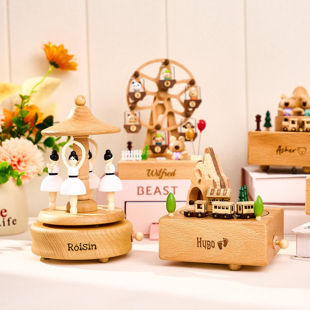 Personalized Wooden Music Box，Engraved Name Music Box For Kids，Wooden Ballerina Music Box，Baby Shower Gift,Newborn Gift,Christmas gift