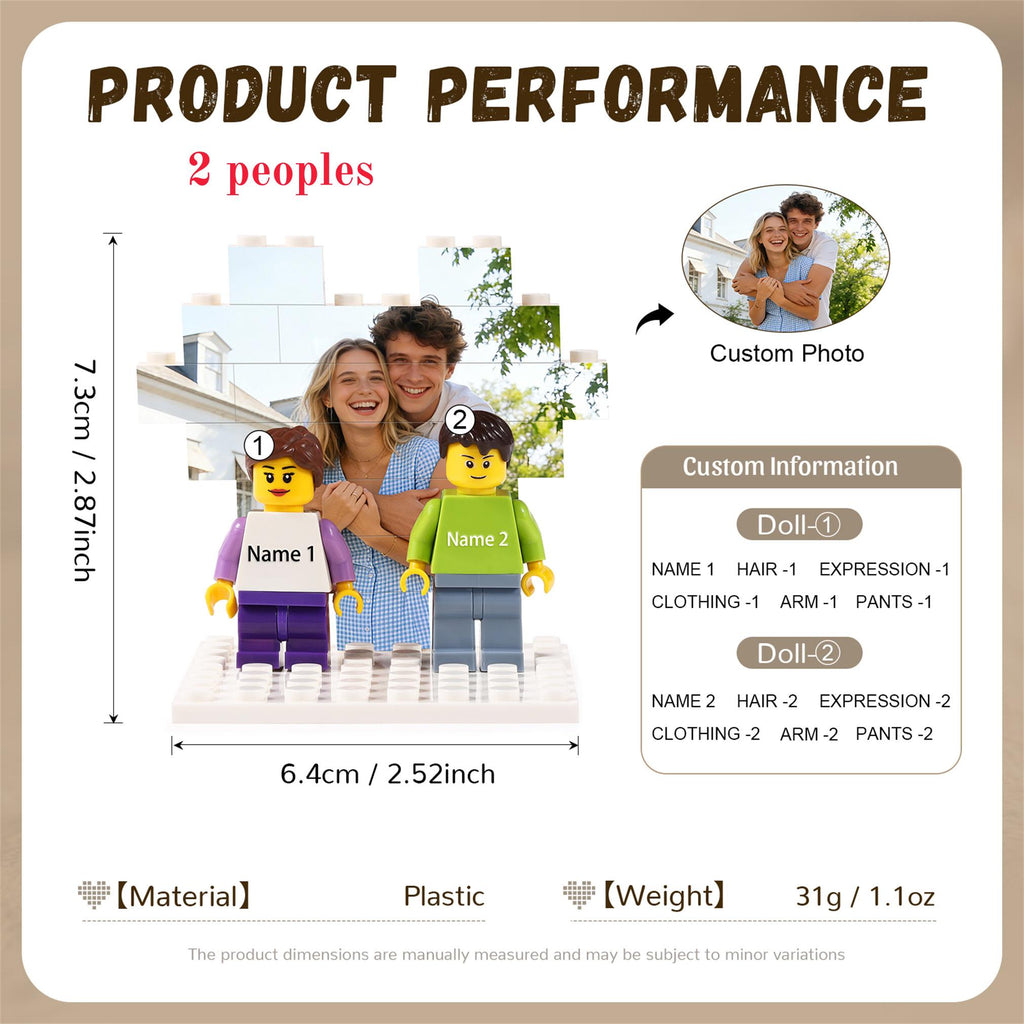 Custom Building Block Figurine Set | Personalized Couple Mini Figures | Valentine's, Wedding, Anniversary Gift