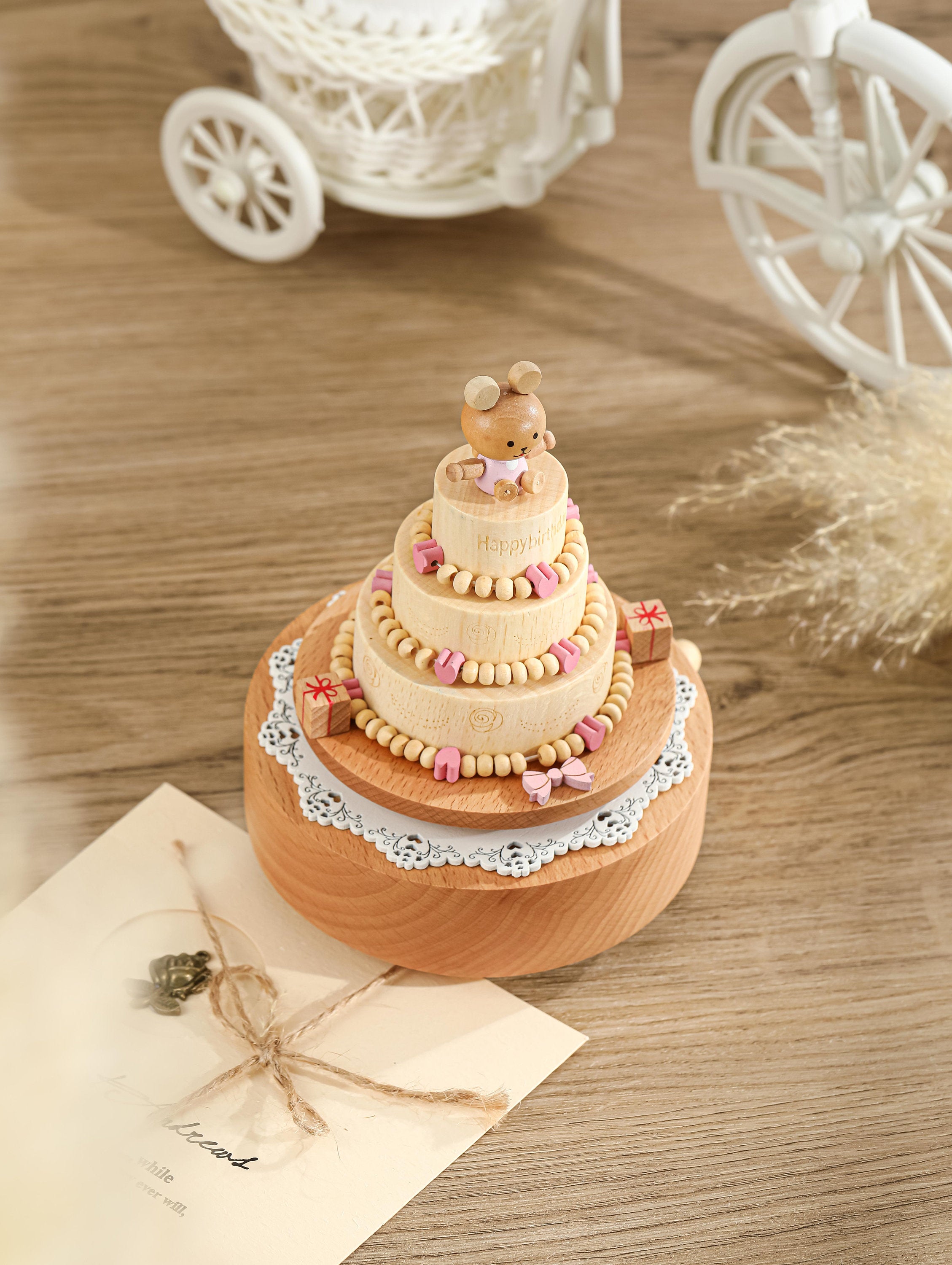 Bunny Cake Birthday Music Box, Wooden Music Box, Custom Wooden Handmade Music Box, 1st Birthday, Personalised Music Box Gift, Baby Gift