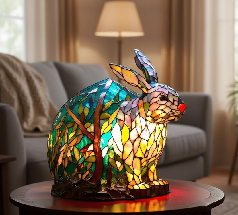 Cute Rabbit-shaped Night Light, Mosaic Table Lamp, Room Decoration, Baby Rabbit Night Lamp, Cute Animal-shaped Table Lamp, Gift for Pet Lovers, Children's Room and Bedroom Lamp, Night Lamp.
