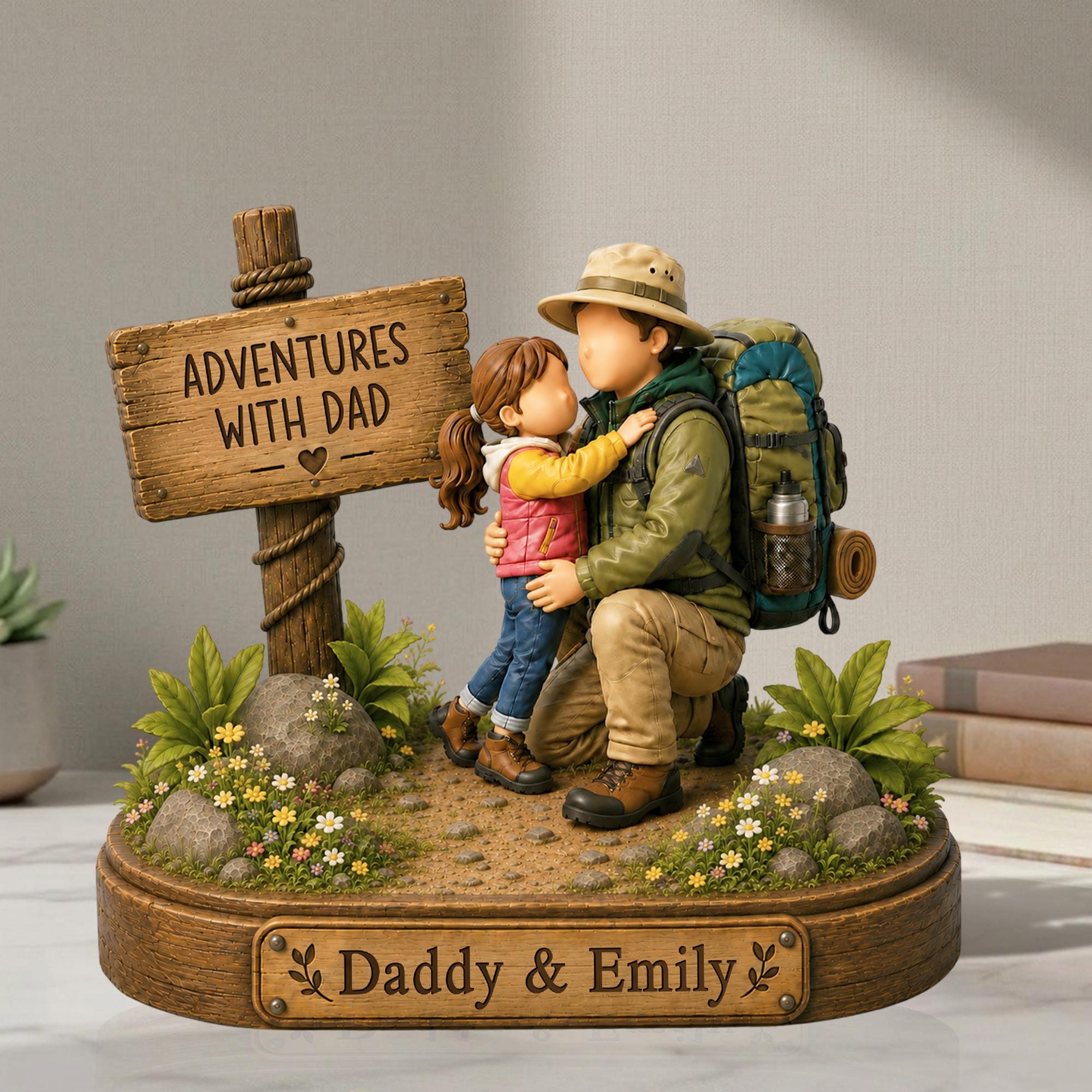 Personalized Dad Wooden Block, Custom Adventures with Dad Gift from Daughter/Son, Father's Day Gift, Outdoor Keepsake Gifts, Home Decor
