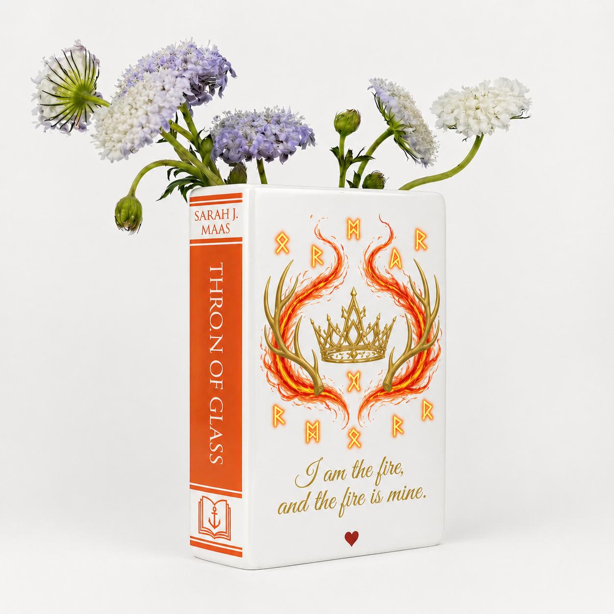 Throne of Glass Inspired Ceramic Book Vase, Book Lover Shelf Decor, Fantasy Flower Vase, Mother's Day Gift, Birthday Gift, Christmas Gift