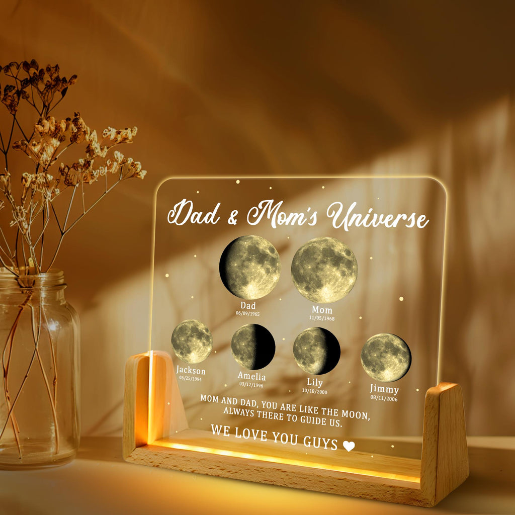 Personalized Moons Phase With Kids Names, Custom Moons Phase Night Light, Mother’s Day Gifts, Gift for Mom Dad,custom Night Light Moon Phase