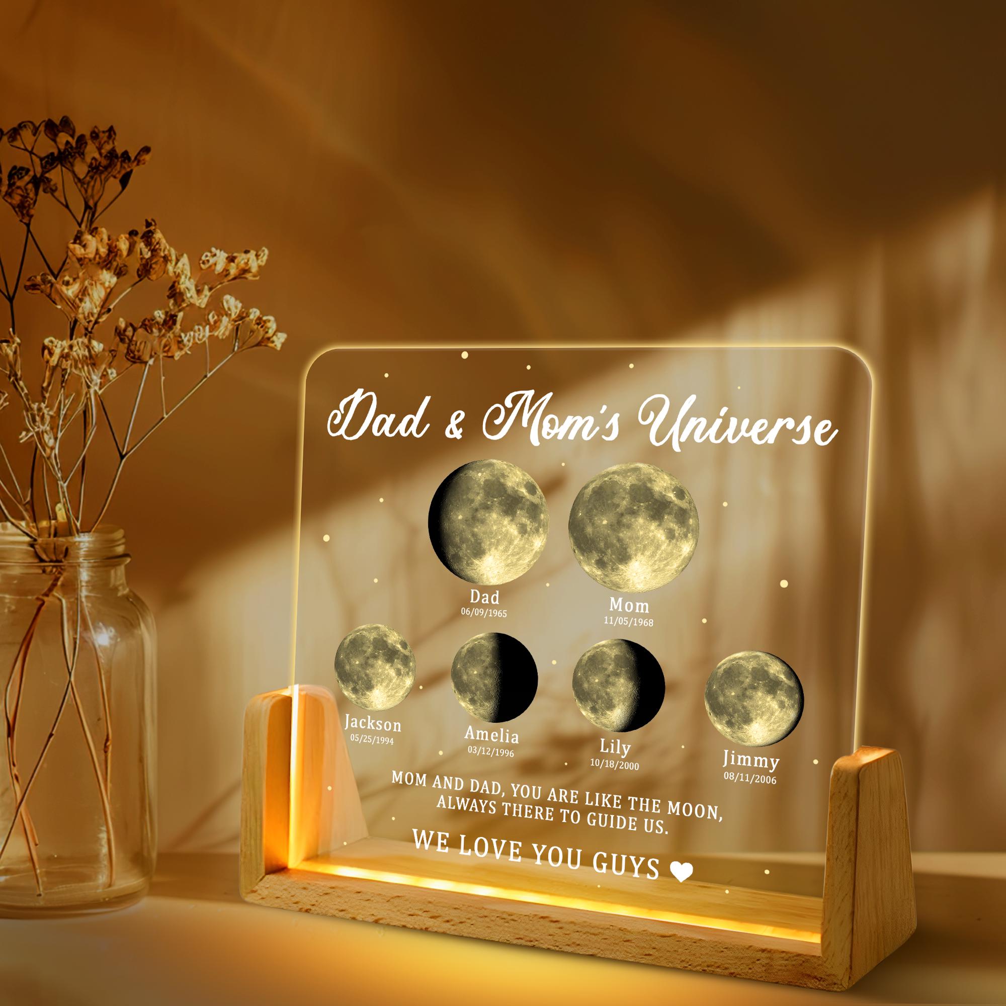 Personalized Moons Phase With Kids Names, Custom Moons Phase Night Light, Mother’s Day Gifts, Gift for Mom Dad,custom Night Light Moon Phase