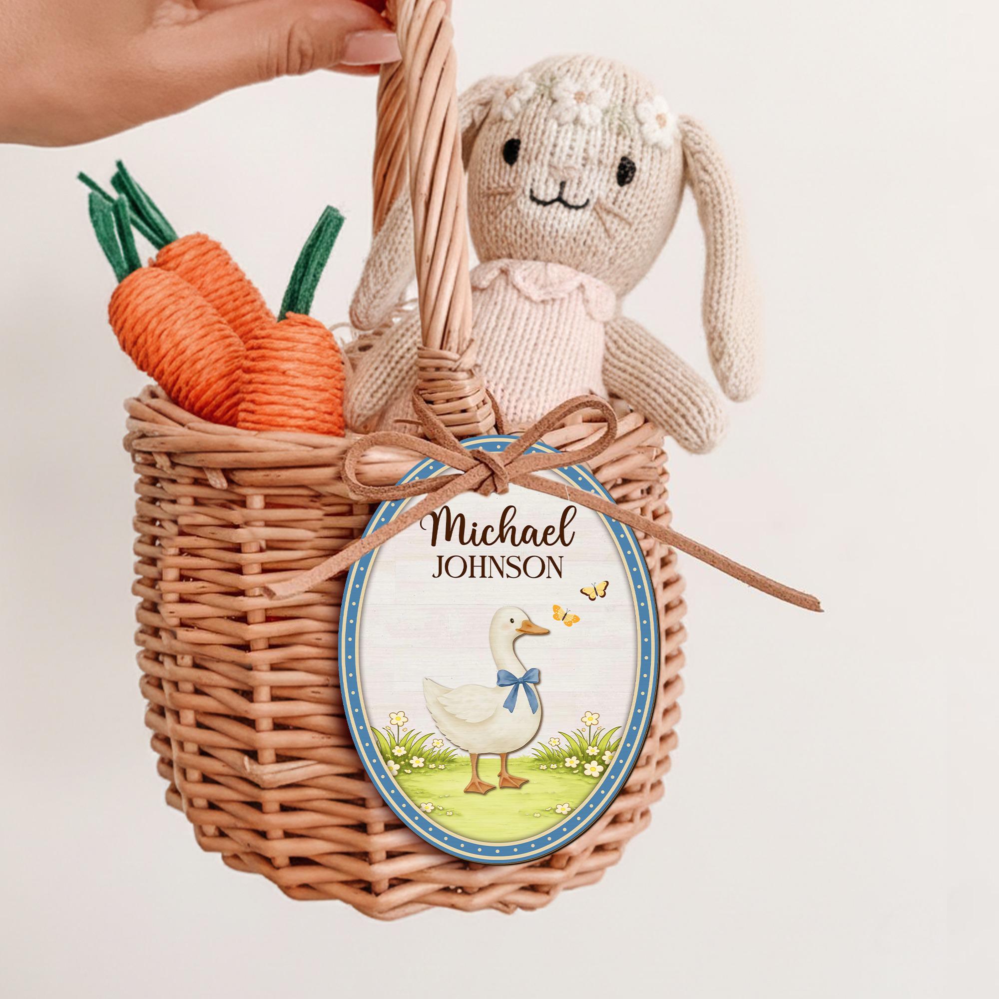 Custom Easter Name Tags_ Bunny Easter Basket Tags, Easter Gift for Boys & Girls, Bunny Goose Chick Easter Tags