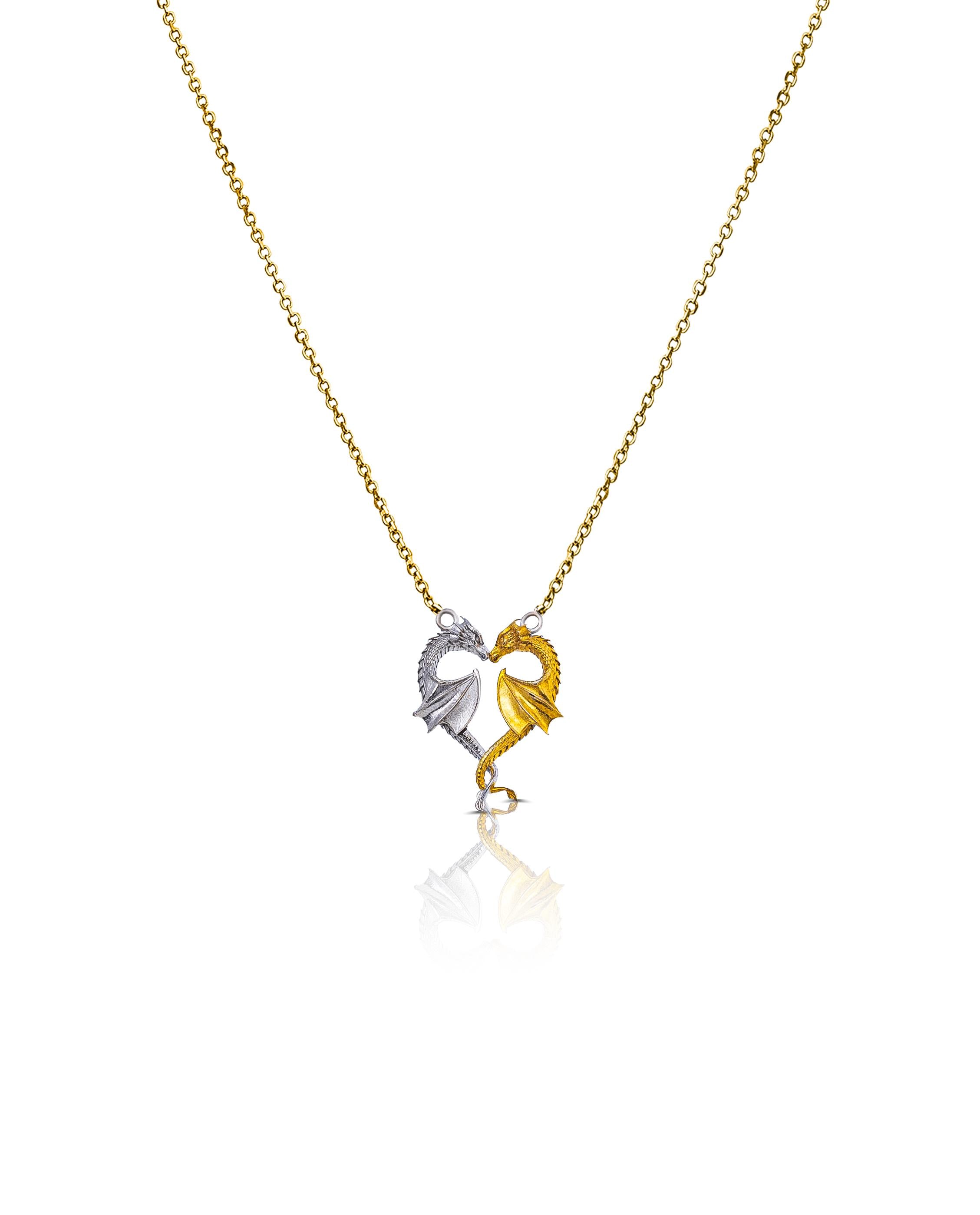 Sterling Silver Dragon Heart Pendant Necklace_ Gothic Yin Yang Jewelry, Simple Necklace, Timeless Jewelry, Modern Minimalist Necklace