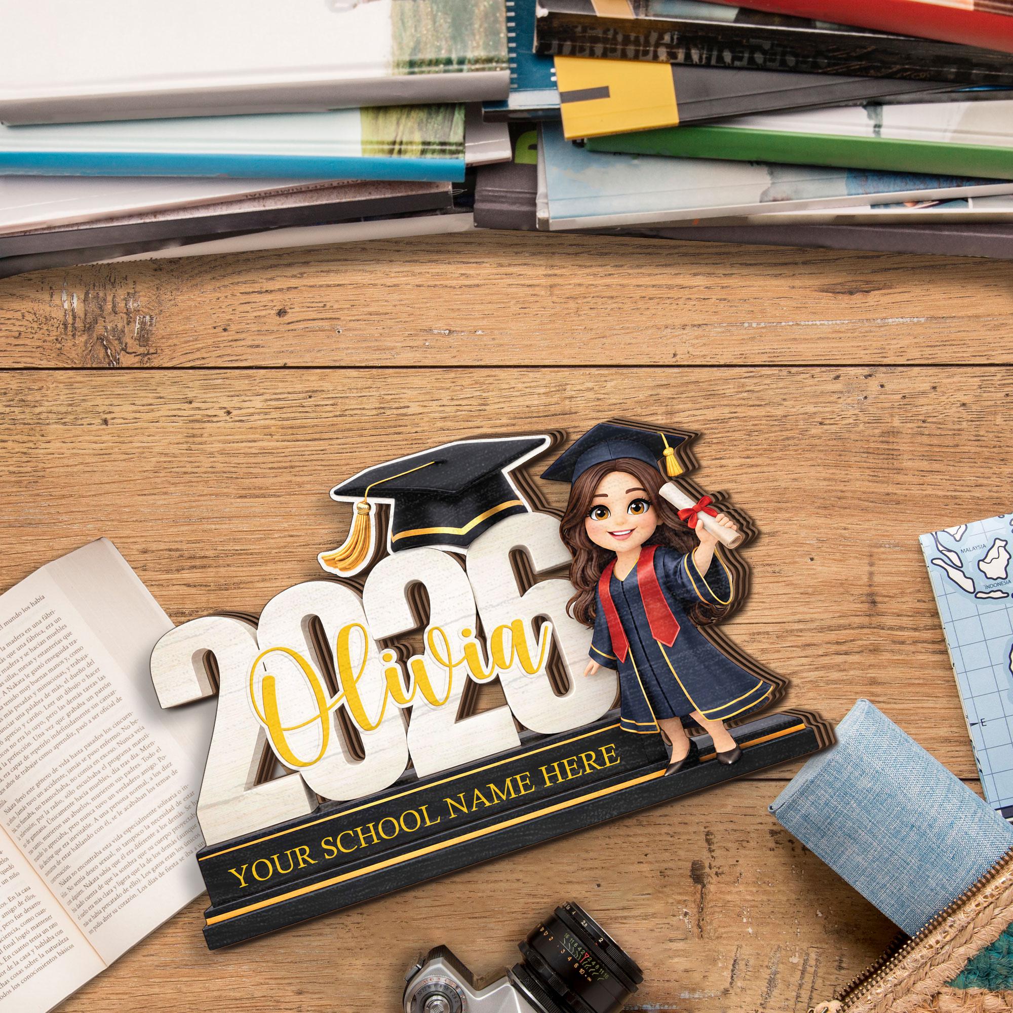 Personalized Graduation Wooden Block, Custom Name Sign, Class of 2026 Decor, Graduation Gift for Her Him,graduate Keepsake, Senior 2026 Gift