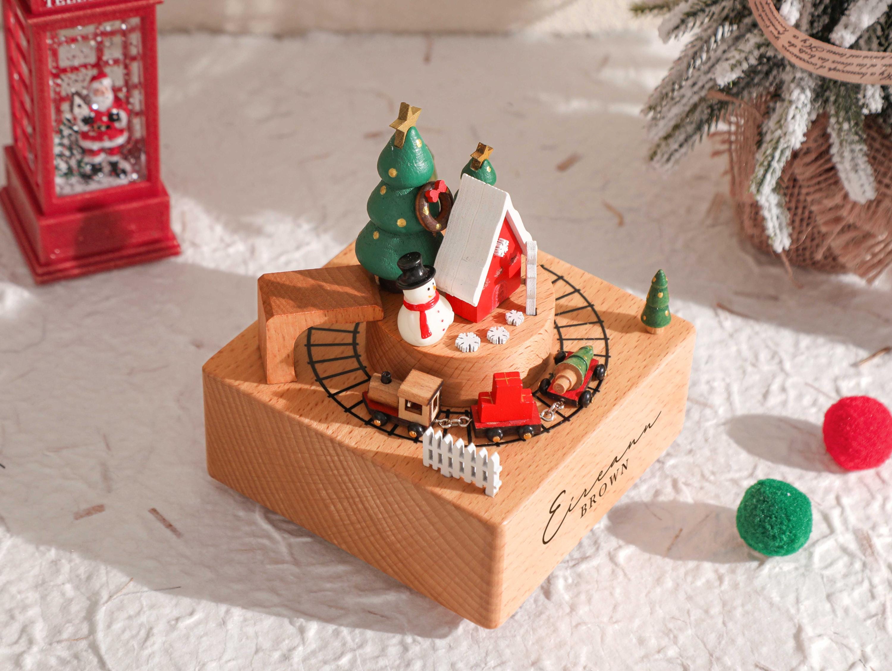 Christmas Gift Train, Custom Wooden Handmade Music Box, 1st Birthday, Engraved Baby Name Music Box, Newborn Gift, Christmas Gift