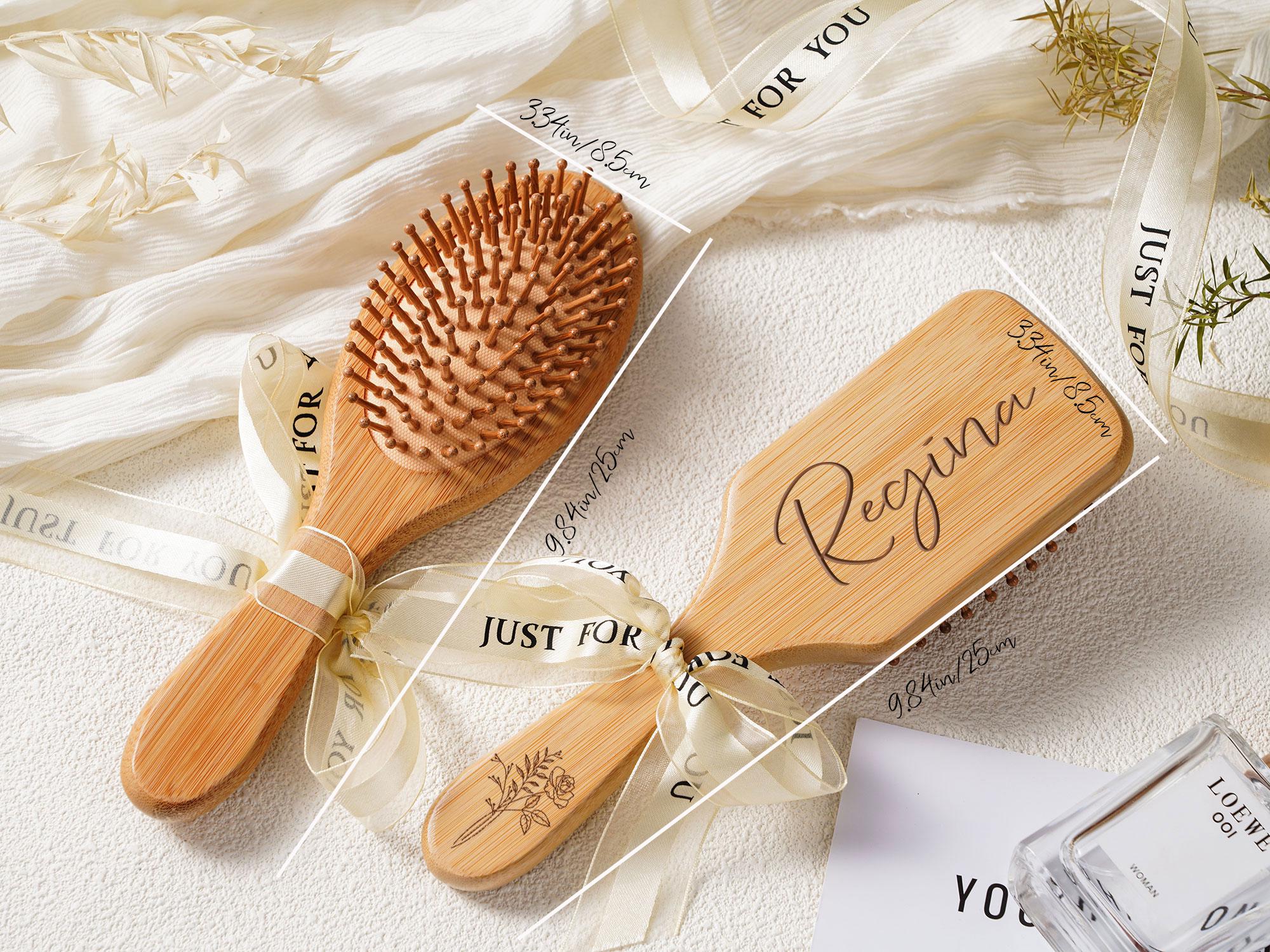 Personalized Bamboo Hair Comb, Engraved Bridesmaid Gift, Custom Wooden Hair Brush,Gift for Her,Bridesmaid Gift,Bridal Shower Gift,Custom Name Airbag Comb,Wedding Gifts