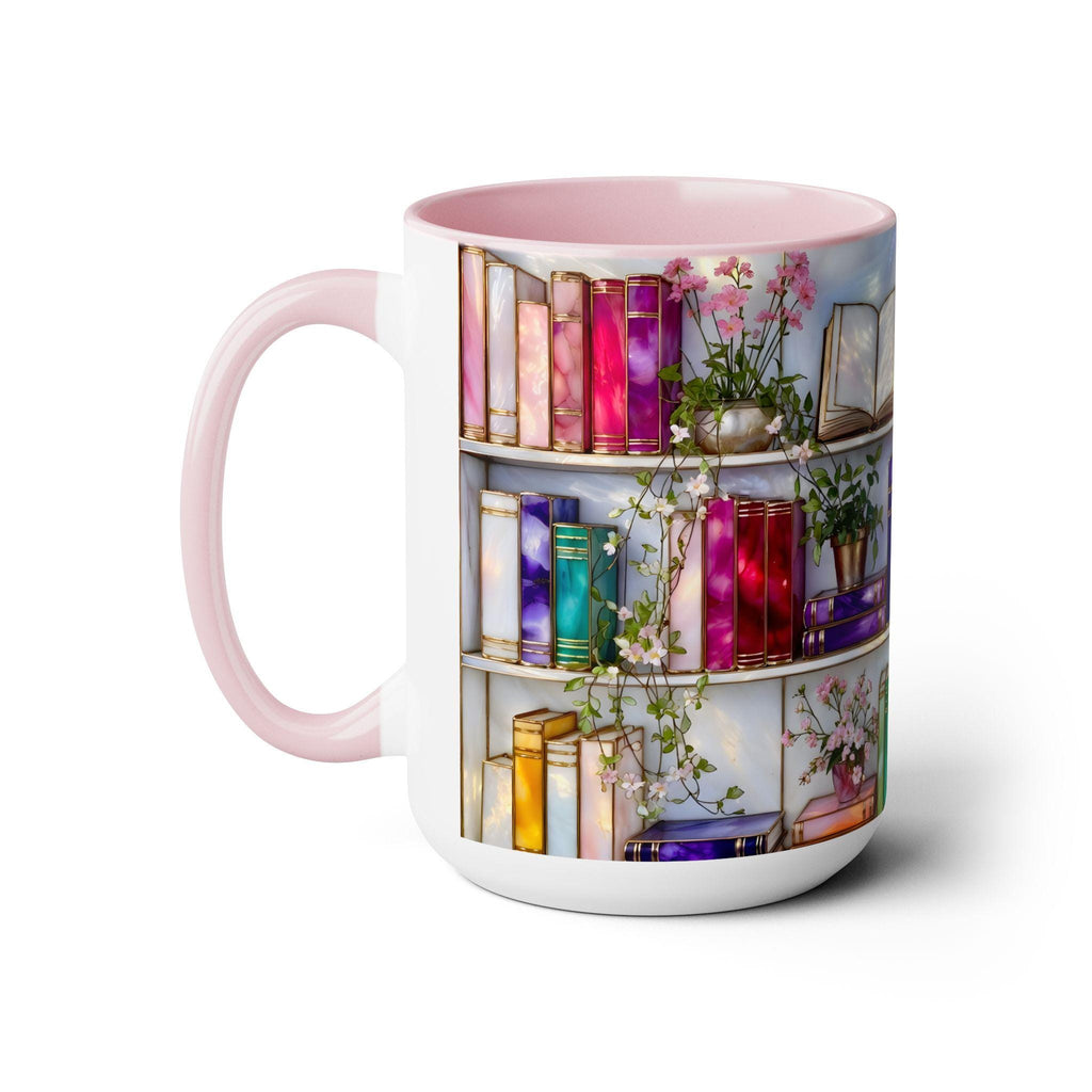 Stained Glass Style Bookshelf Mug, Colorful Floral Book Mug, Book Lover Gift. Elegant Reading Mug, Gift Mug – Thoughtful Design for Coffee Lovers