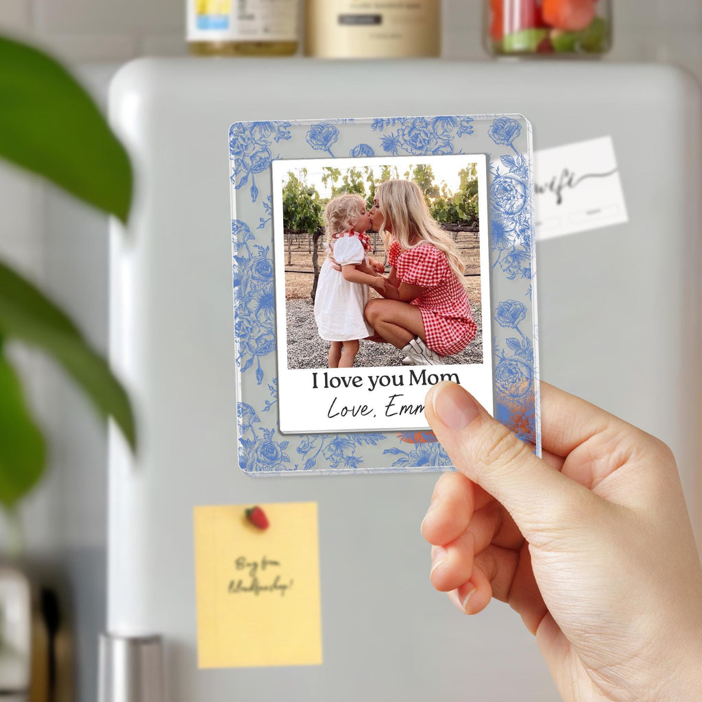 Personalized Mother's Day Photo Magnet_ Custom Kids Photo Magnet, Strawberry Magnet, Gift for Grandma, Mothers Day Gift for Mom, Nana, Mimi