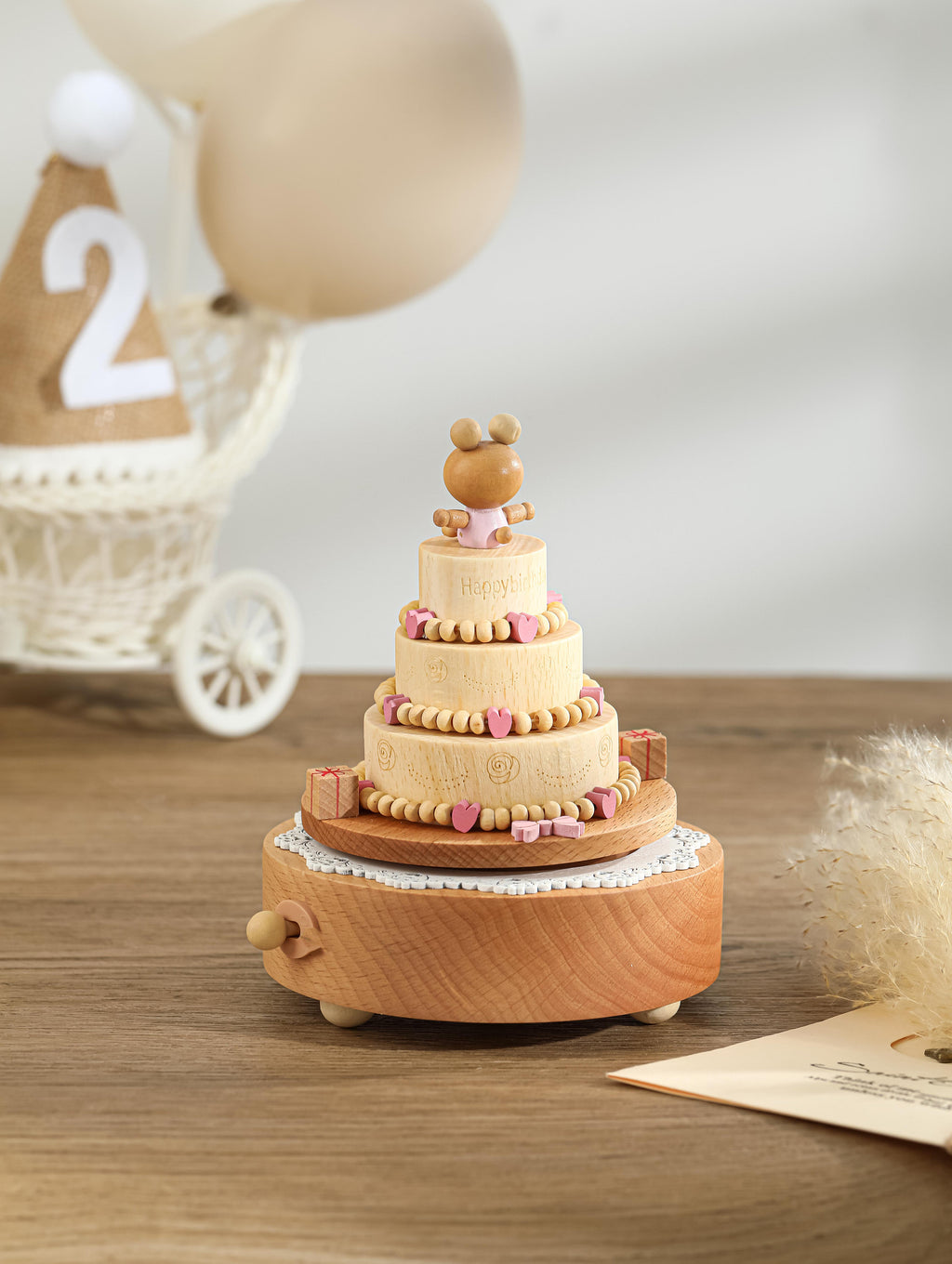Bunny Cake Birthday Music Box, Wooden Music Box, Custom Wooden Handmade Music Box, 1st Birthday, Personalised Music Box Gift, Baby Gift