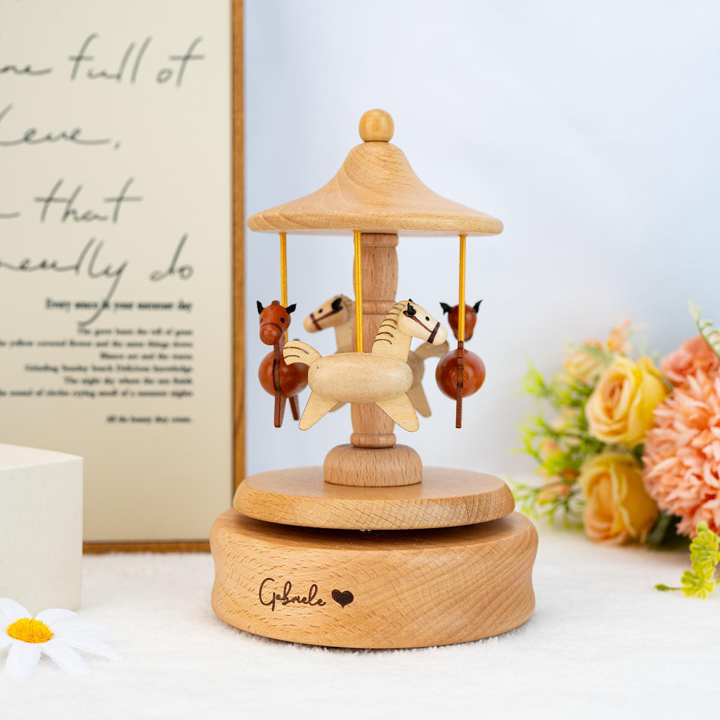 Custom Music Box, Musical Carousel,handmade Personalized Wooden Musical Carousel,baby Shower Gift,gift for Kids,engraved Keepsake Gift